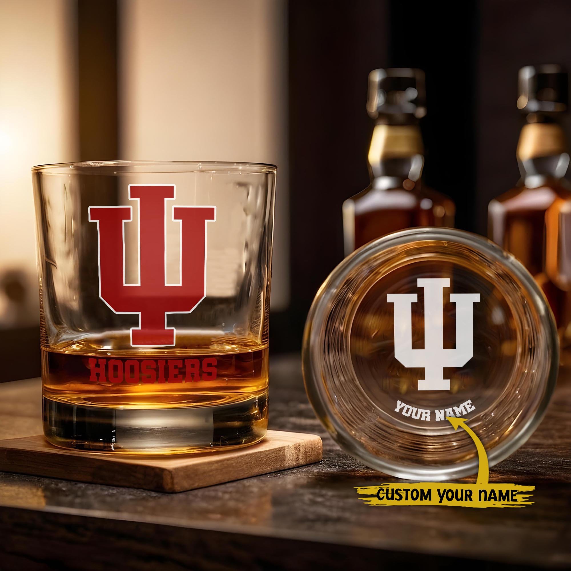 Indiana Hoosiers Engraved Whiskey Glass Custom Your Name, Groomsman 11oz Whiskey Glass, Football Gift, Gifts for Dad EHIVM-03271494
