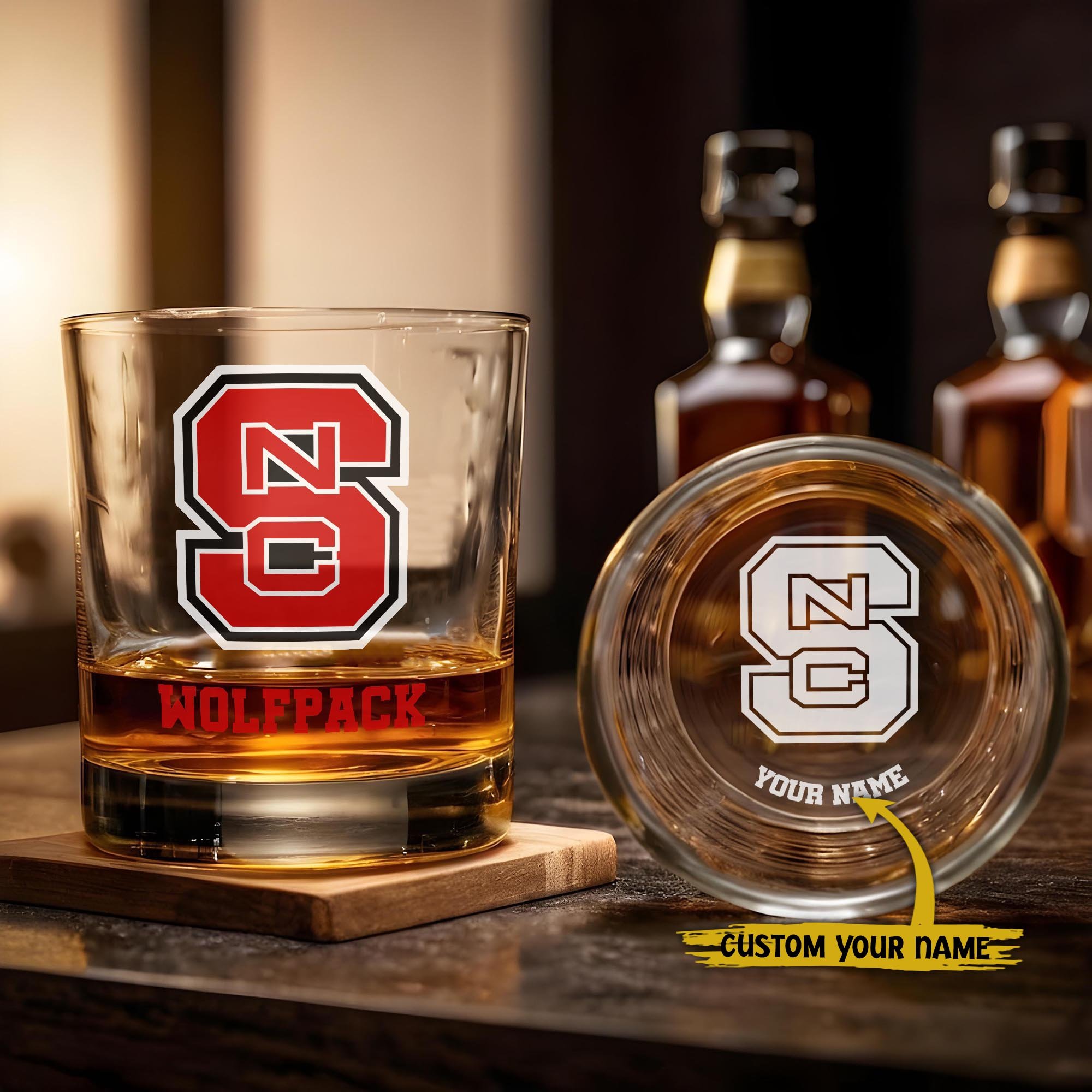 NC State Wolfpack Engraved Whiskey Glass Custom Your Name, Groomsman 11oz Whiskey Glass, Football Gift, Gifts for Dad EHIVM-03271494