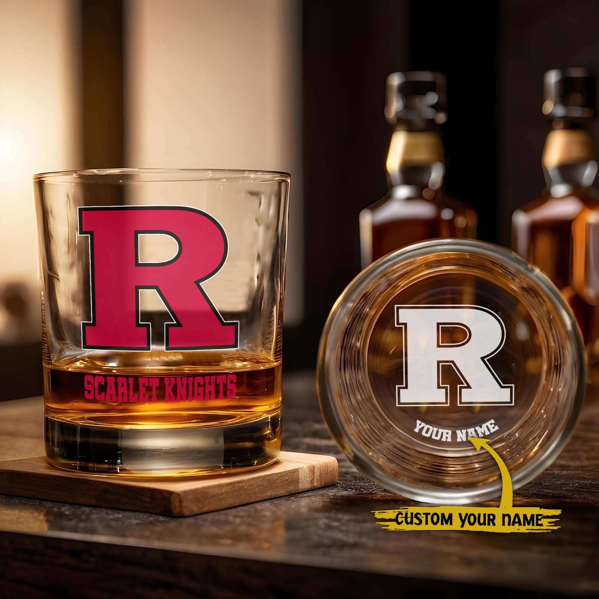 Rutgers Scarlet Knights Engraved Whiskey Glass Custom Your Name, Groomsman 11oz Whiskey Glass, Football Gift, Gifts for Dad EHIVM-03271494