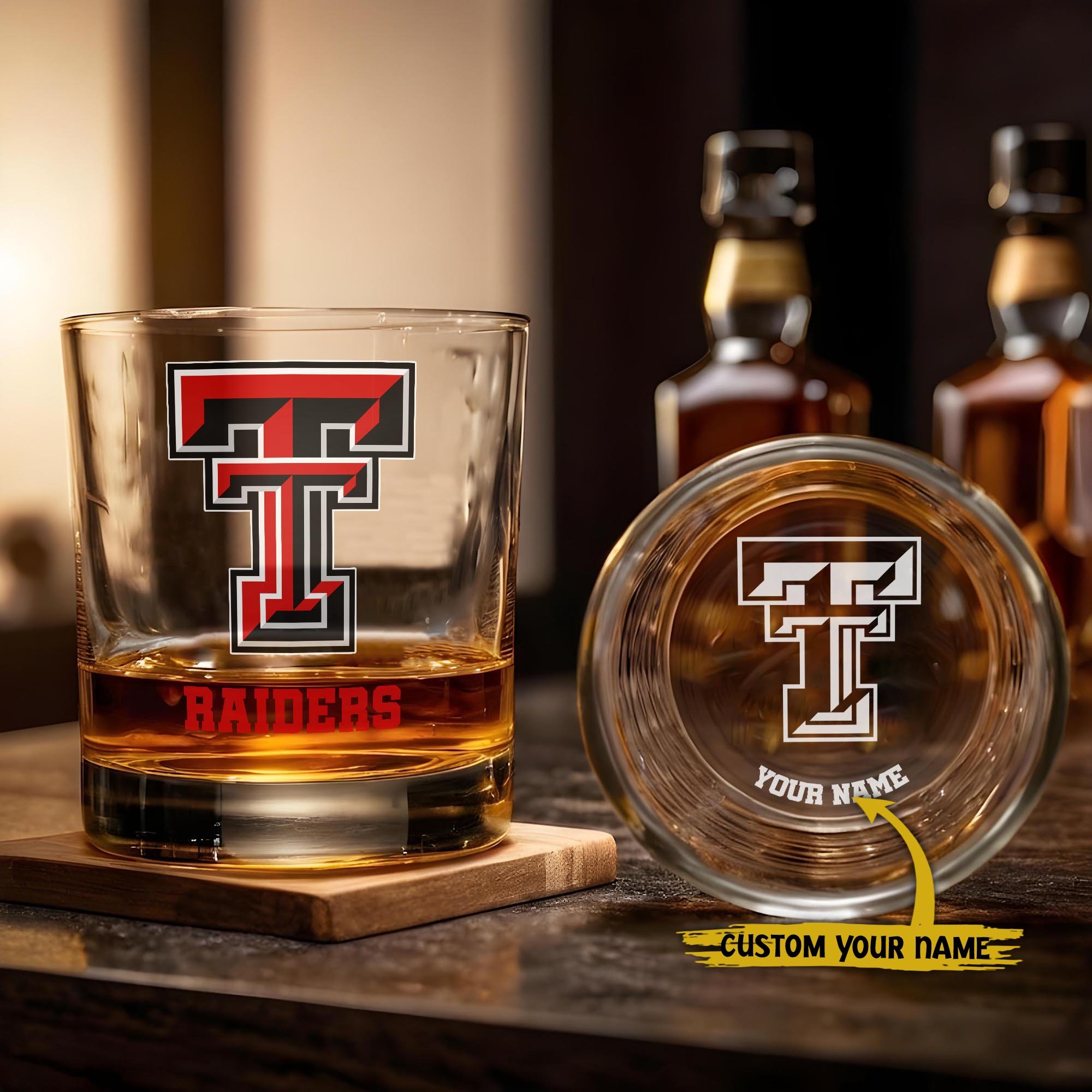 Texas Tech Red Raiders Engraved Whiskey Glass Custom Your Name, Groomsman 11oz Whiskey Glass, Football Gift, Gifts for Dad EHIVM-03271494