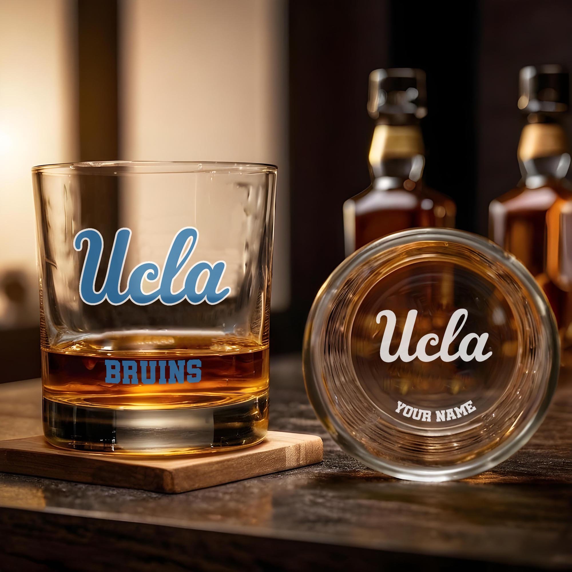 Alternative view of UCLA Bruins Engraved Whiskey Glass Custom Your Name, Groomsman 11oz Whiskey Glass, Football Gift, Gifts for Dad EHIVM-03271494