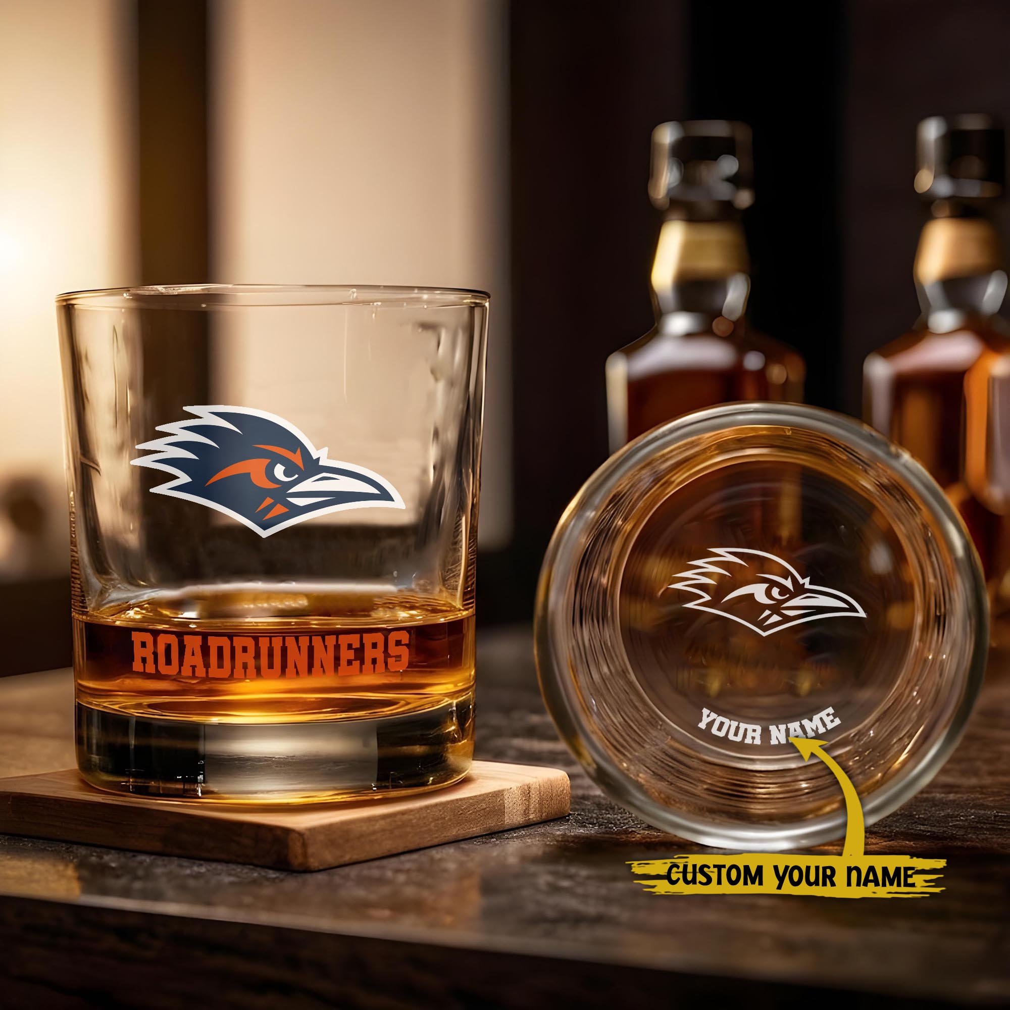 UTSA Roadrunners Engraved Whiskey Glass Custom Your Name, Groomsman 11oz Whiskey Glass, Football Gift, Gifts for Dad EHIVM-03271494