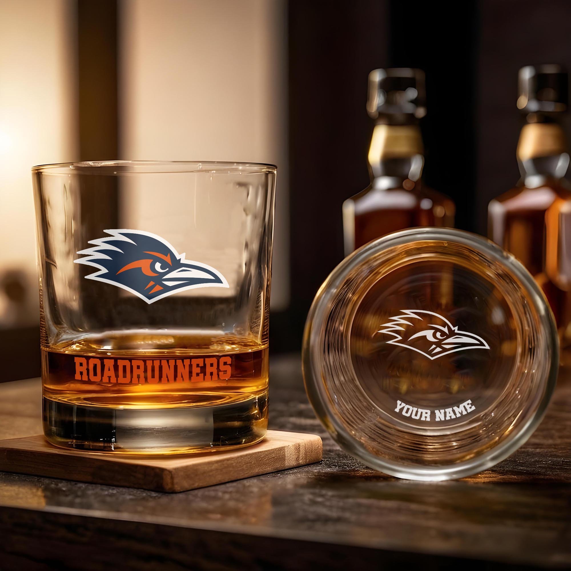Alternative view of UTSA Roadrunners Engraved Whiskey Glass Custom Your Name, Groomsman 11oz Whiskey Glass, Football Gift, Gifts for Dad EHIVM-03271494