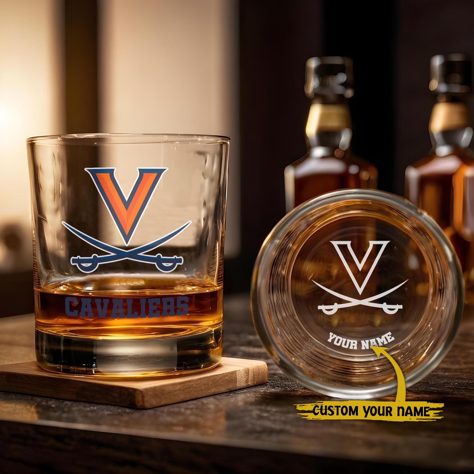 Virginia Cavaliers Engraved Whiskey Glass Custom Your Name, Groomsman 11oz Whiskey Glass, Football Gift, Gifts for Dad EHIVM-03271494