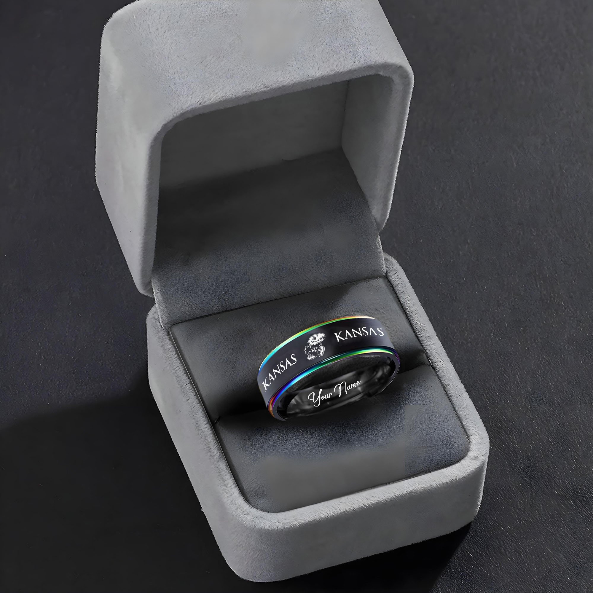Alternative view of Kansas Jayhawks Stainless Steel Rings Comes With Box 2025 versions, Gifts For Fan EHIVM-03311535A