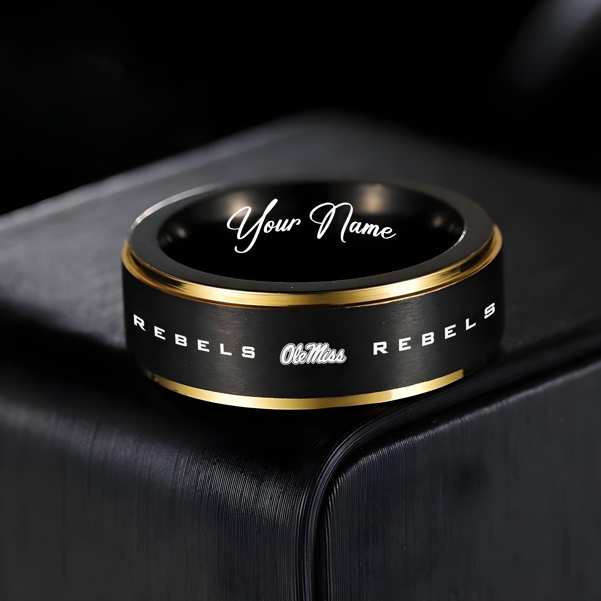 Ole Miss Rebels Stainless Steel Rings Comes With Box 2025 versions, Gifts For Fan EHIVM-03311535A