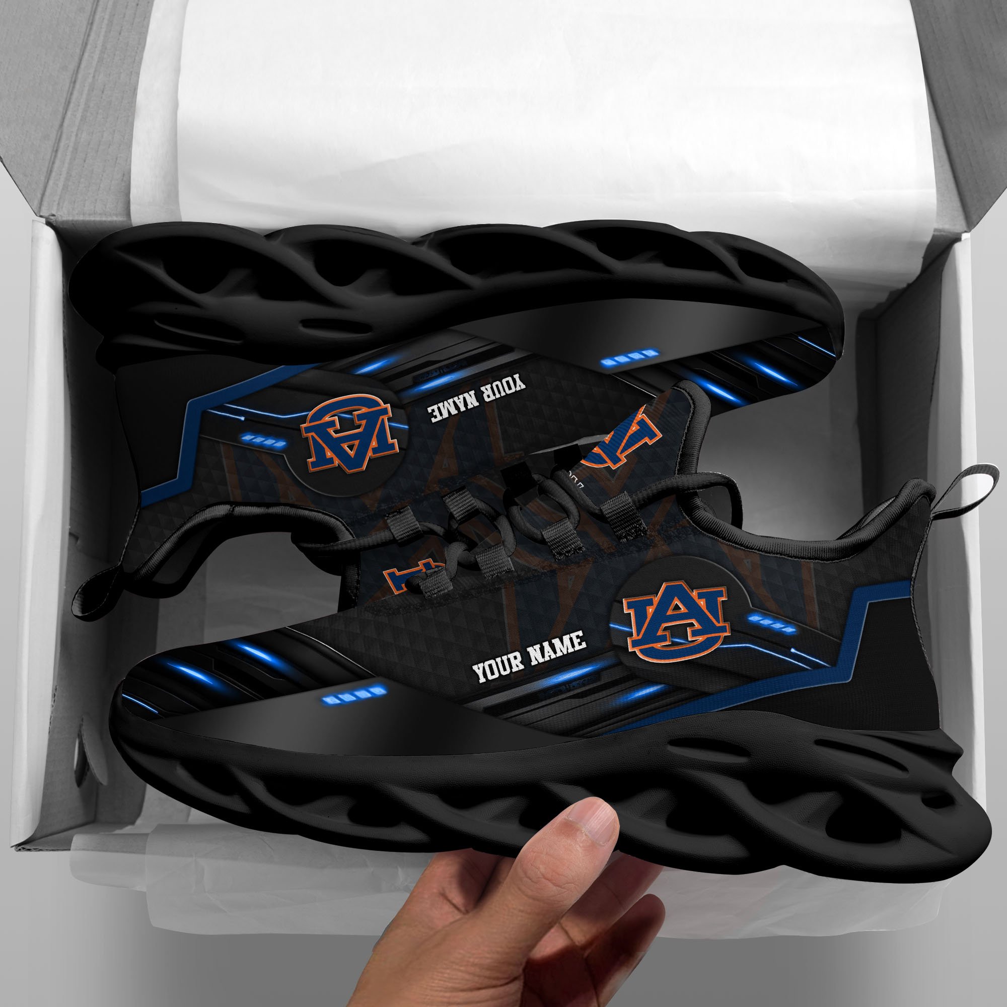 Alternative view of Auburn Tigers Black Clunky Sneaker Custom Name, Max Soul Shoes, Sport Gifts For Fan ETRG-03111200