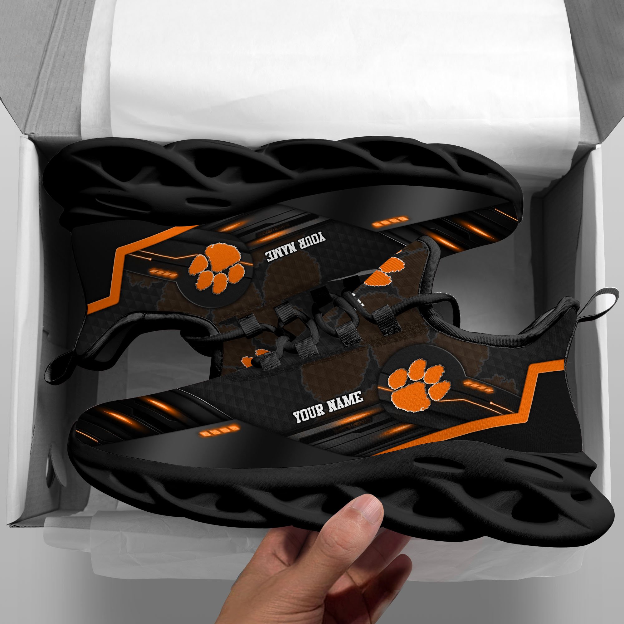 Alternative view of Clemson Tigers Black Clunky Sneaker Custom Name, Max Soul Shoes, Sport Gifts For Fan ETRG-03111200