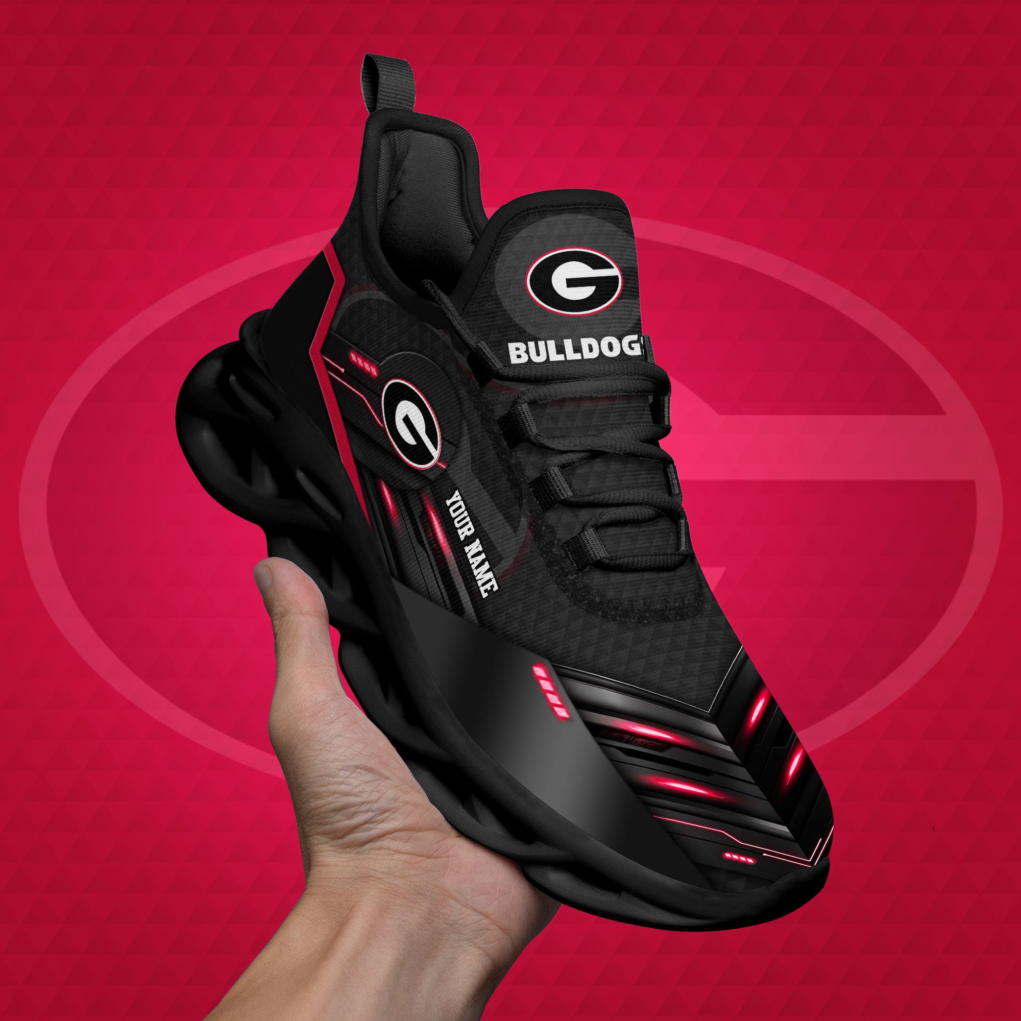 Georgia Bulldogs Black Clunky Sneaker Custom Name, Max Soul Shoes, Sport Gifts For Fan ETRG-03111200