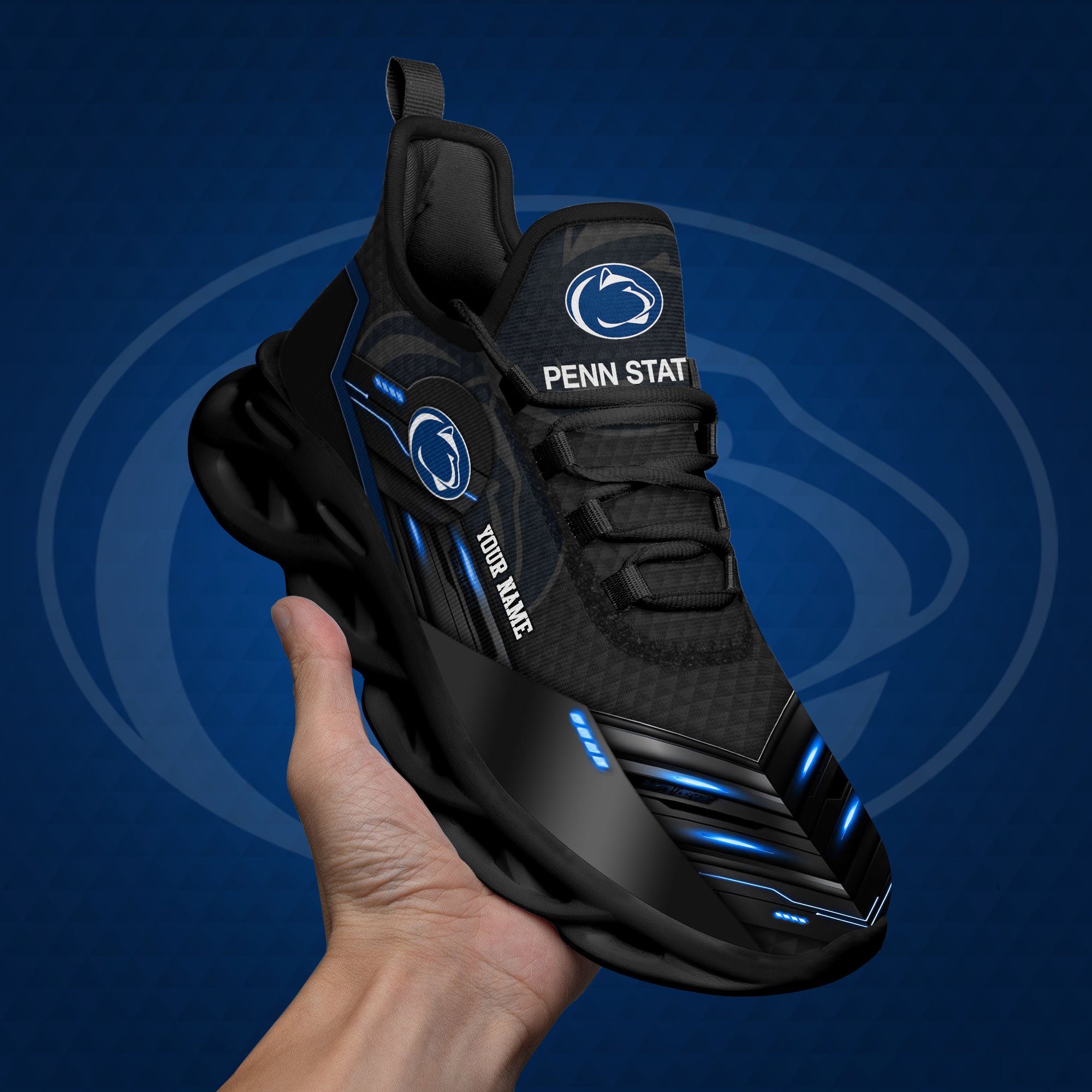 Penn State Nittany Lions Black Clunky Sneaker Custom Name, Max Soul Shoes, Sport Gifts For Fan ETRG-03111200