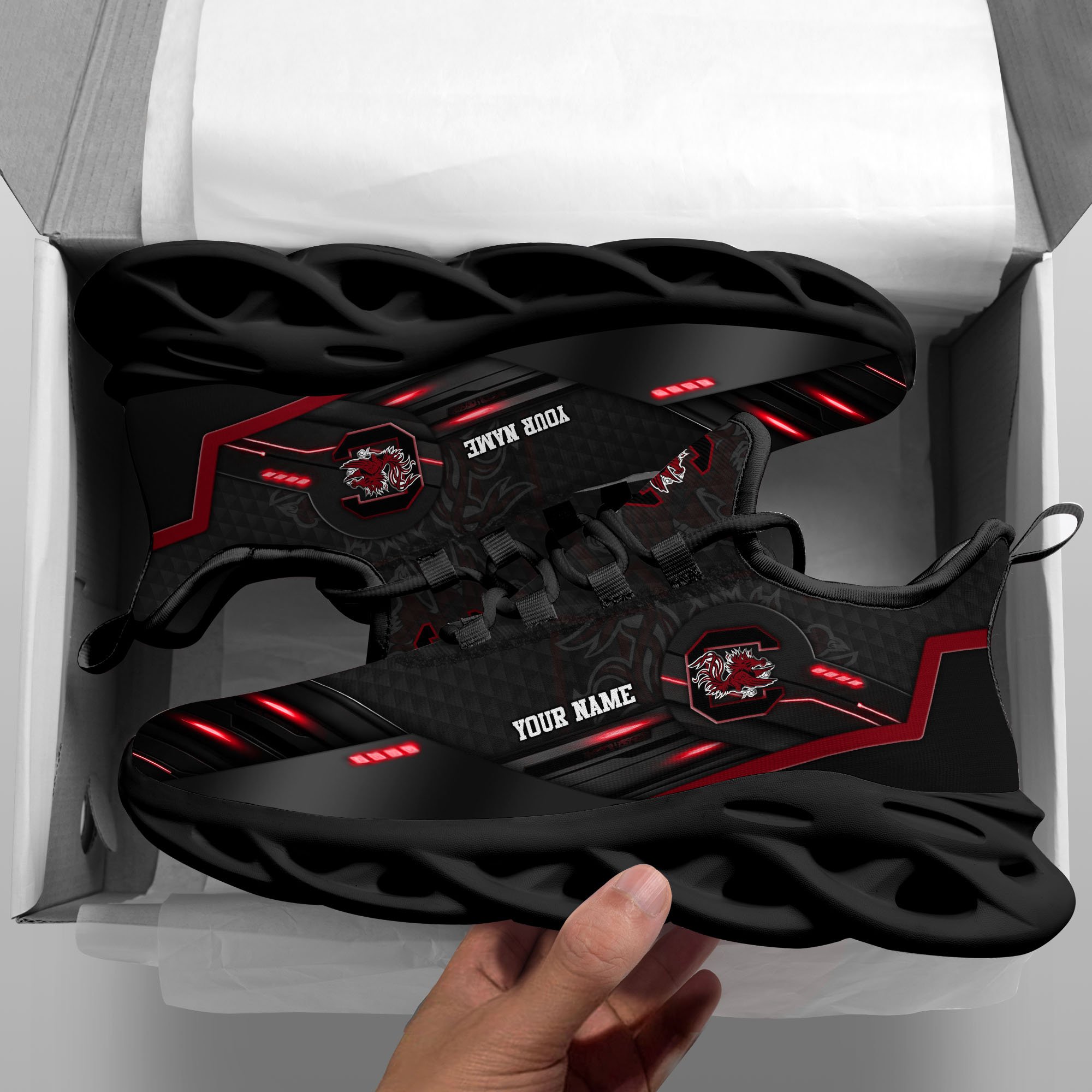 Alternative view of South Carolina Gamecocks Black Clunky Sneaker Custom Name, Max Soul Shoes, Sport Gifts For Fan ETRG-03111200