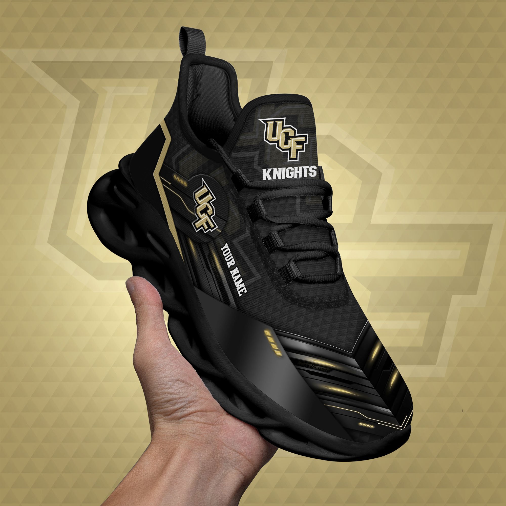 UCF Knights Black Clunky Sneaker Custom Name, Max Soul Shoes, Sport Gifts For Fan ETRG-03111200