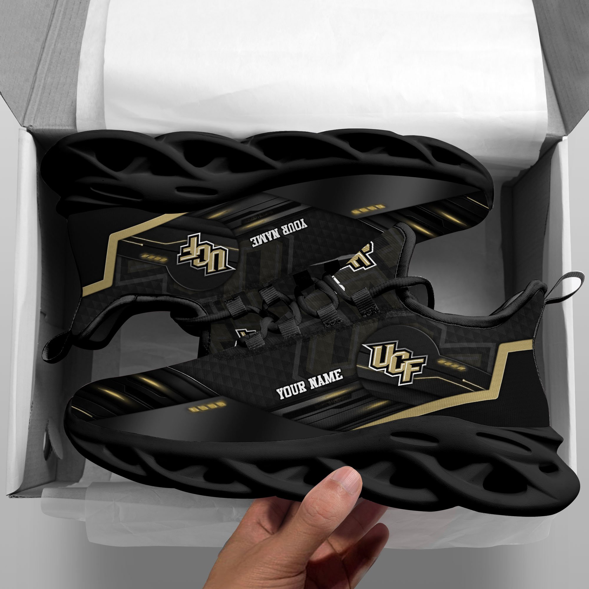 Alternative view of UCF Knights Black Clunky Sneaker Custom Name, Max Soul Shoes, Sport Gifts For Fan ETRG-03111200