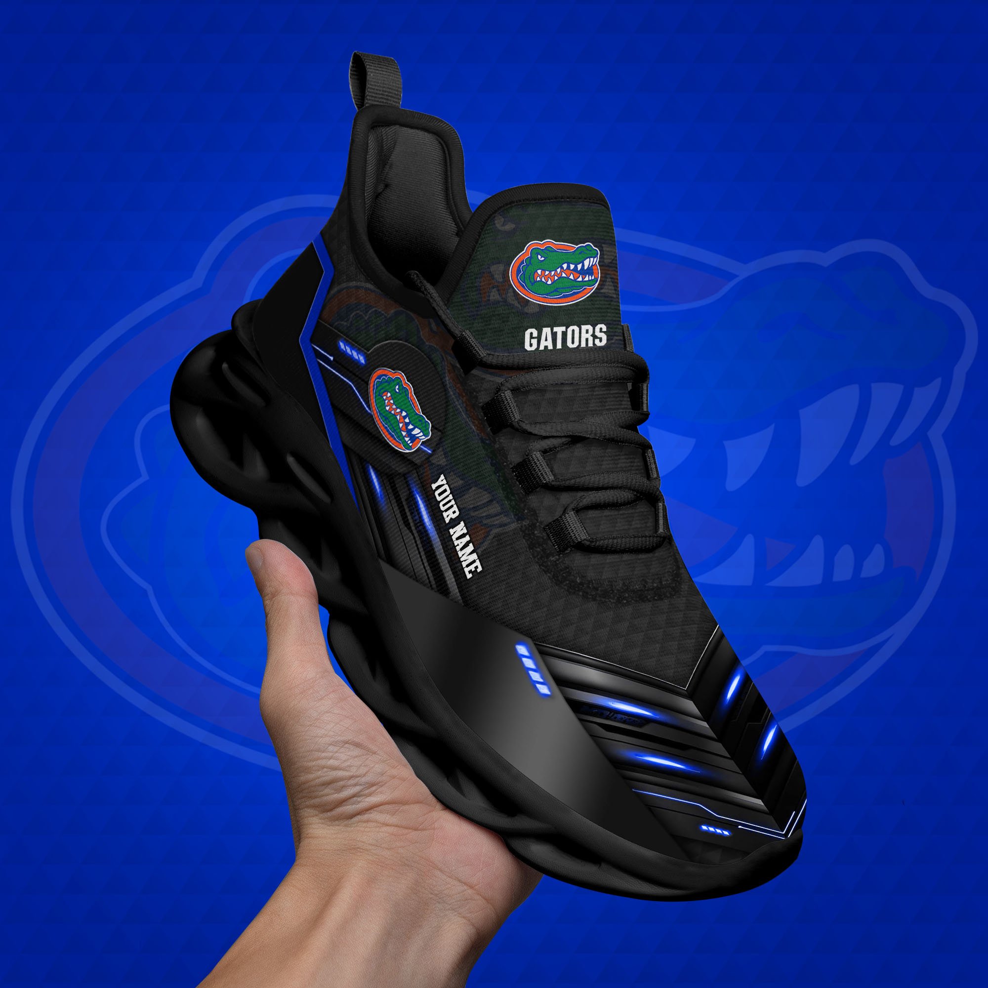 Florida Gators Black Clunky Sneaker Custom Name, Max Soul Shoes, Sport Gifts For Fan ETRG-03111200