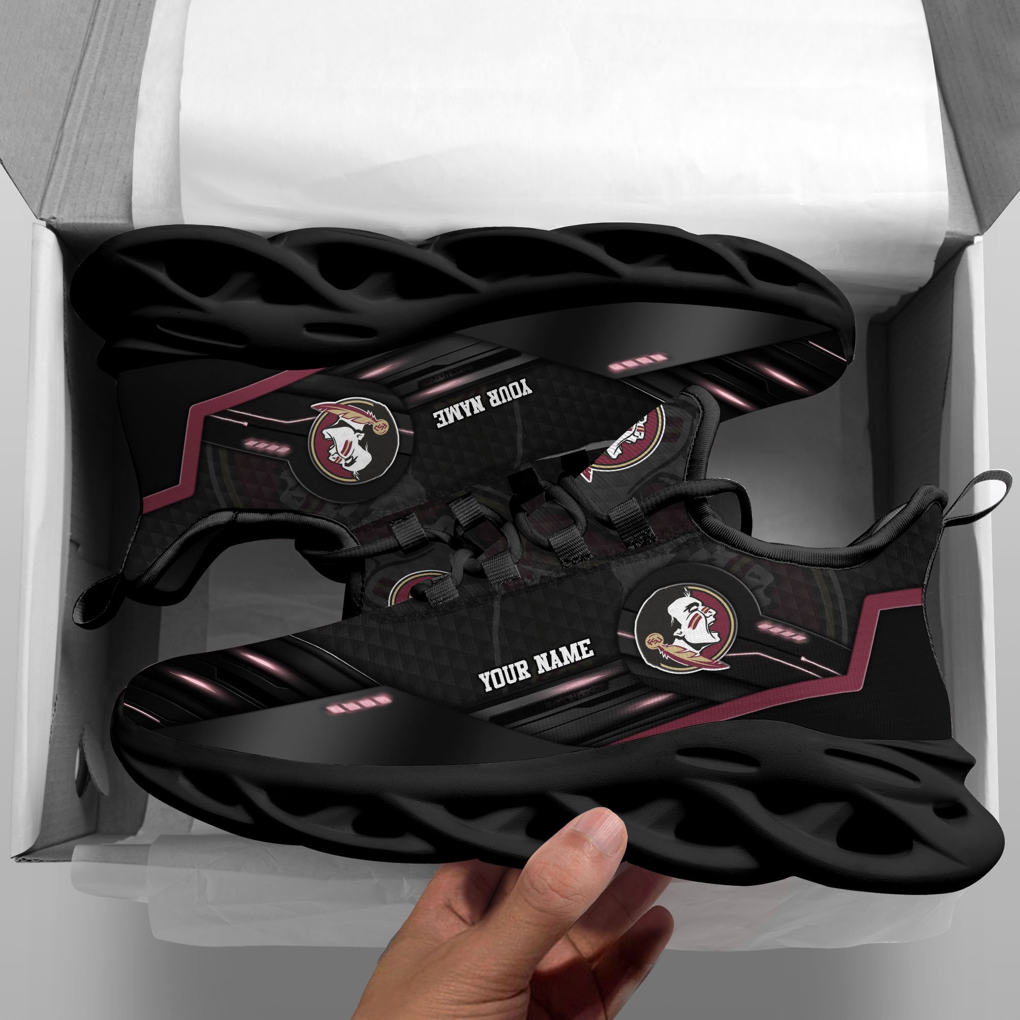 Alternative view of Florida State Seminoles Black Clunky Sneaker Custom Name, Max Soul Shoes, Sport Gifts For Fan ETRG-03111200