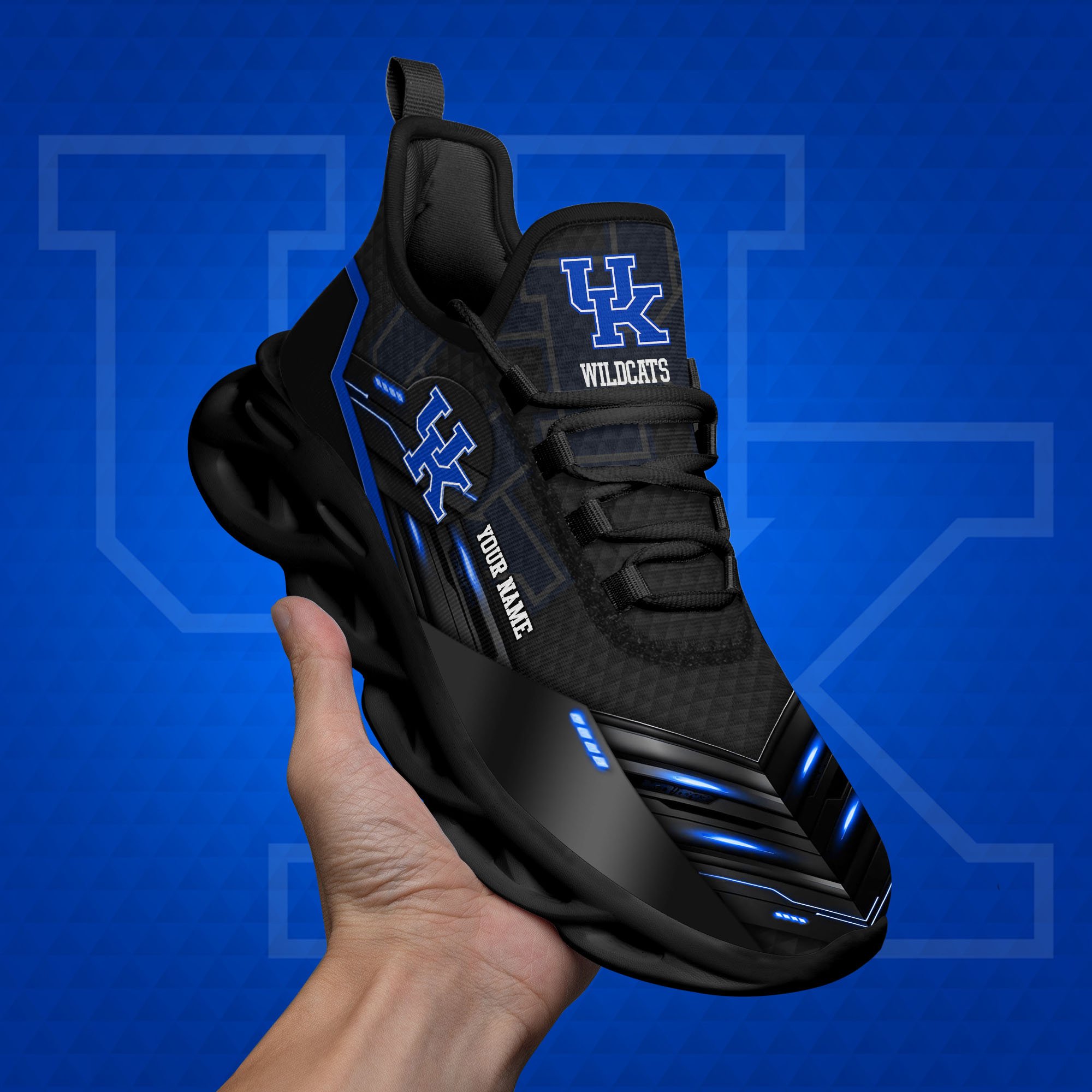 Kentucky Wildcats Black Clunky Sneaker Custom Name, Max Soul Shoes, Sport Gifts For Fan ETRG-03111200