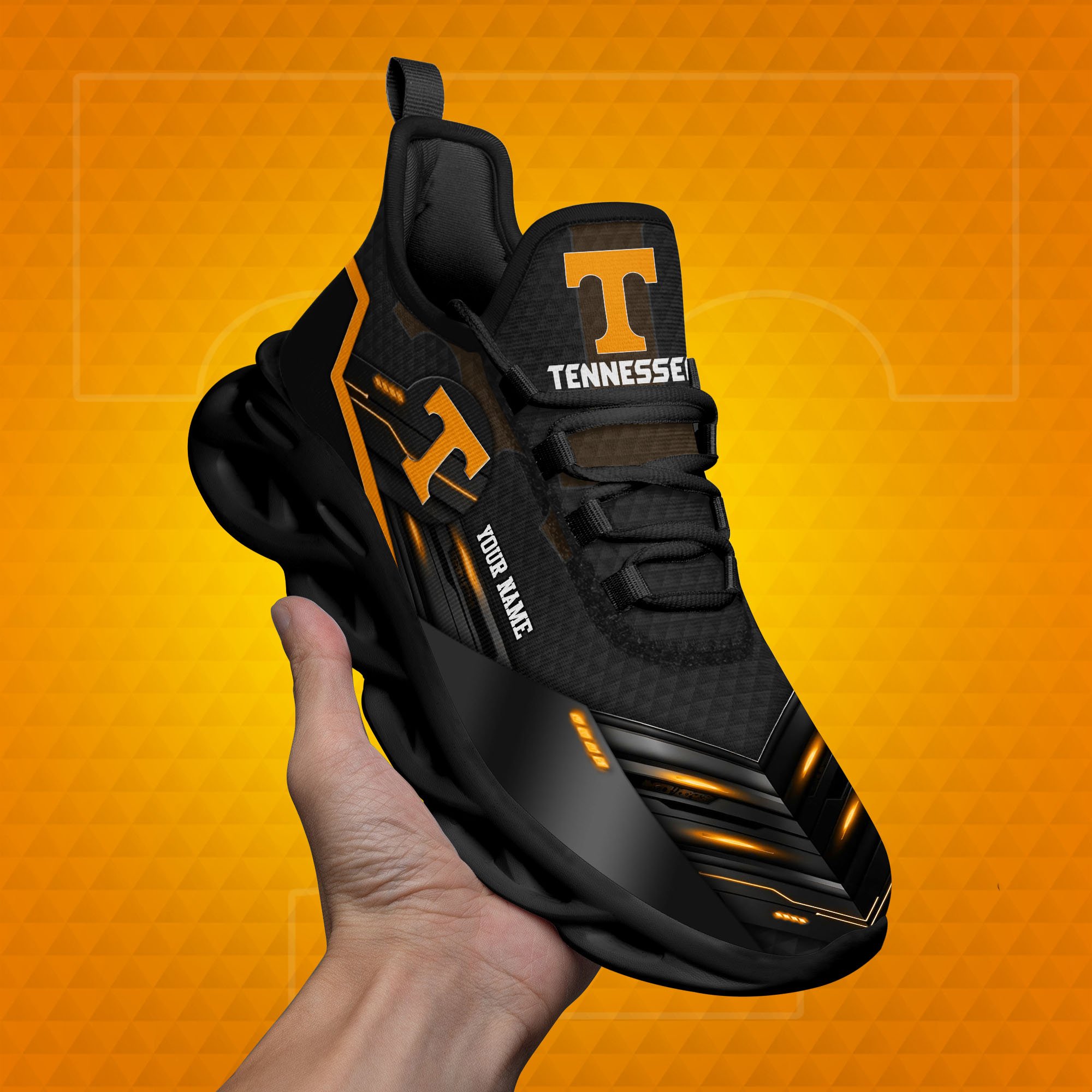 Tennessee Volunteers Black Clunky Sneaker Custom Name, Max Soul Shoes, Sport Gifts For Fan ETRG-03111200