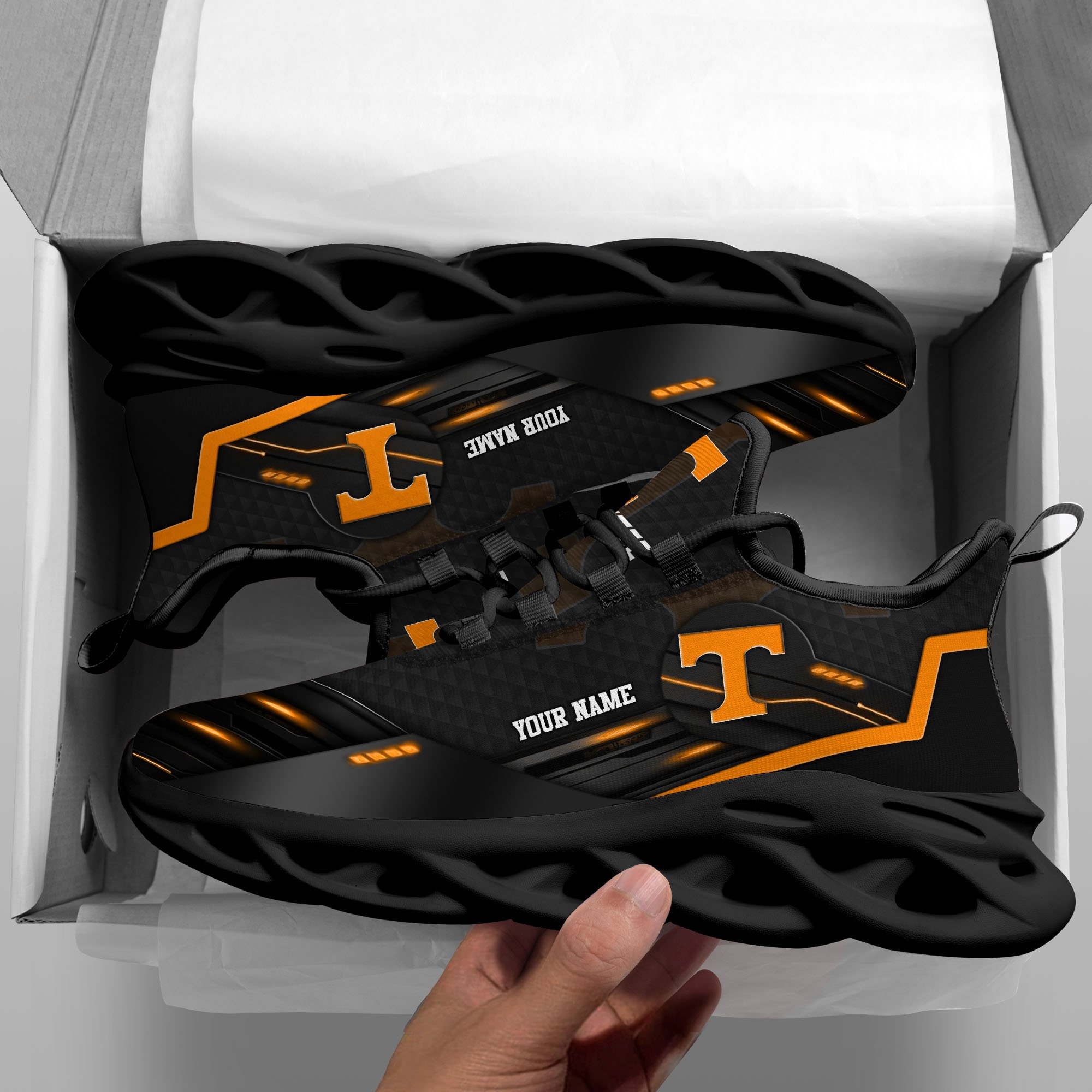 Alternative view of Tennessee Volunteers Black Clunky Sneaker Custom Name, Max Soul Shoes, Sport Gifts For Fan ETRG-03111200