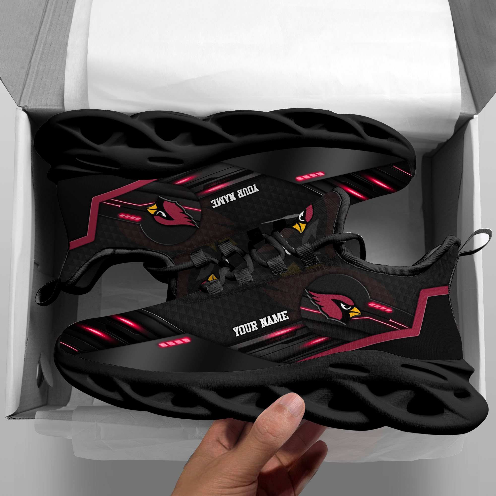 Alternative view of Arizona Cardinals Black Clunky Sneaker Custom Name, Max Soul Shoes, Sport Gifts For Fan ETRG-03311527