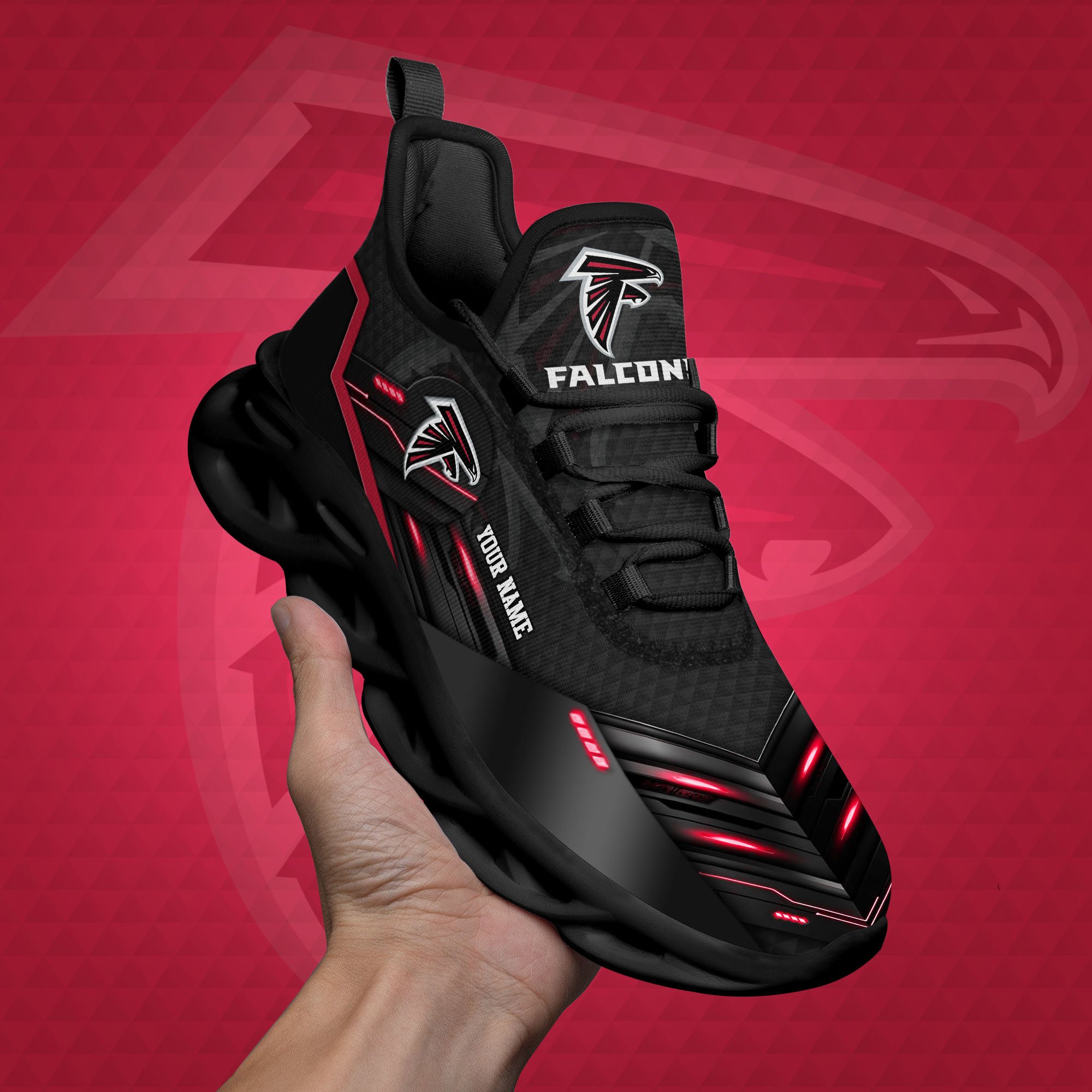 Atlanta Falcons Black Clunky Sneaker Custom Name, Max Soul Shoes, Sport Gifts For Fan ETRG-03311527