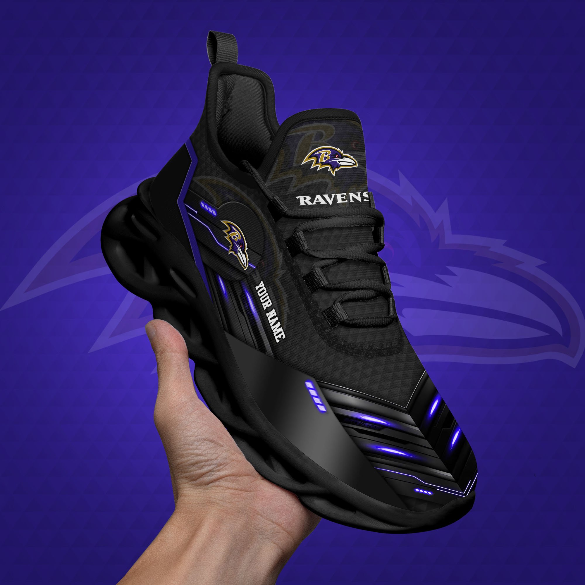 Baltimore Ravens Black Clunky Sneaker Custom Name, Max Soul Shoes, Sport Gifts For Fan ETRG-03311527
