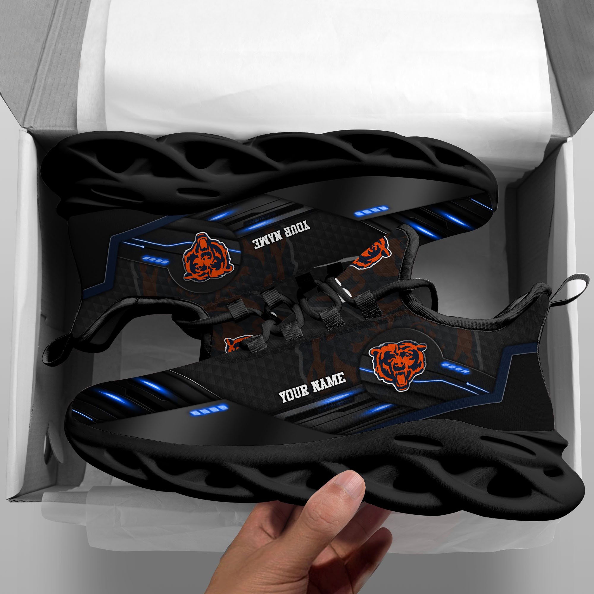 Alternative view of Chicago Bears Black Clunky Sneaker Custom Name, Max Soul Shoes, Sport Gifts For Fan ETRG-03311527