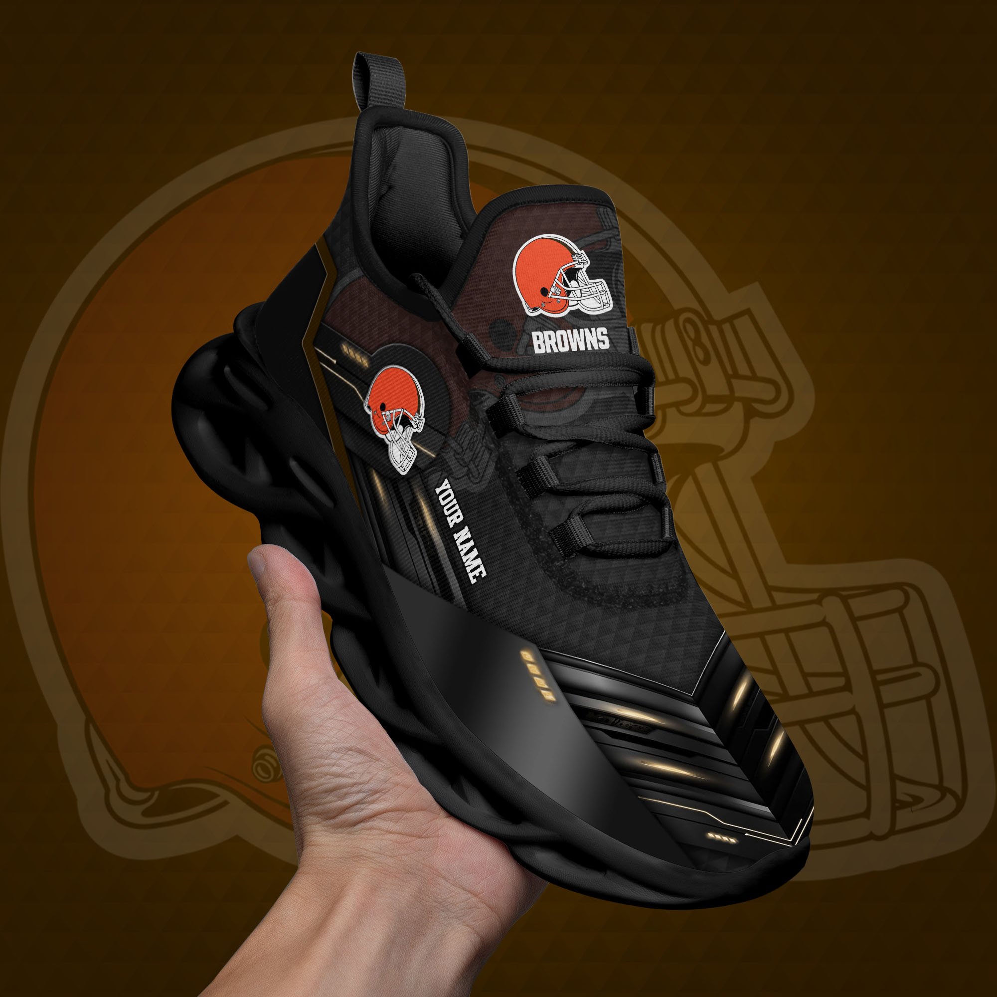 Cleveland Browns Black Clunky Sneaker Custom Name, Max Soul Shoes, Sport Gifts For Fan ETRG-03311527