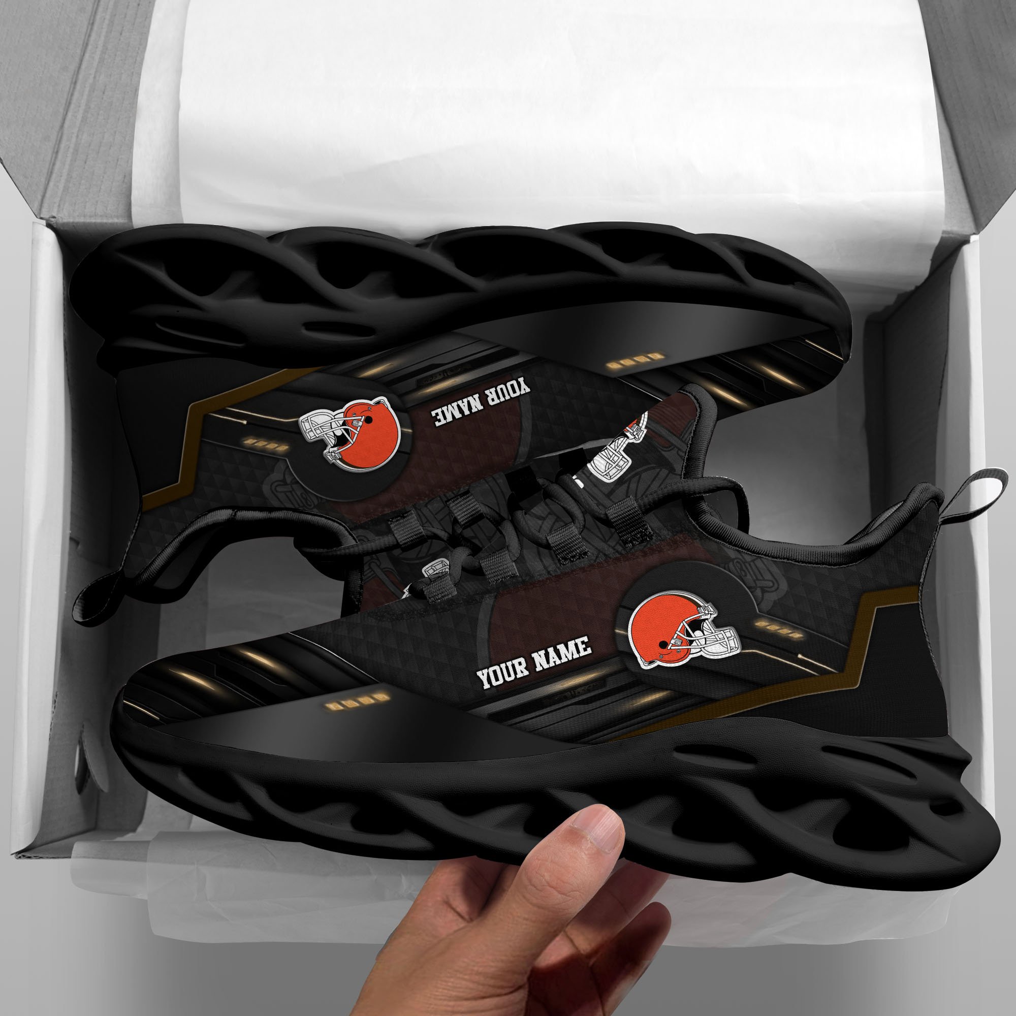Alternative view of Cleveland Browns Black Clunky Sneaker Custom Name, Max Soul Shoes, Sport Gifts For Fan ETRG-03311527