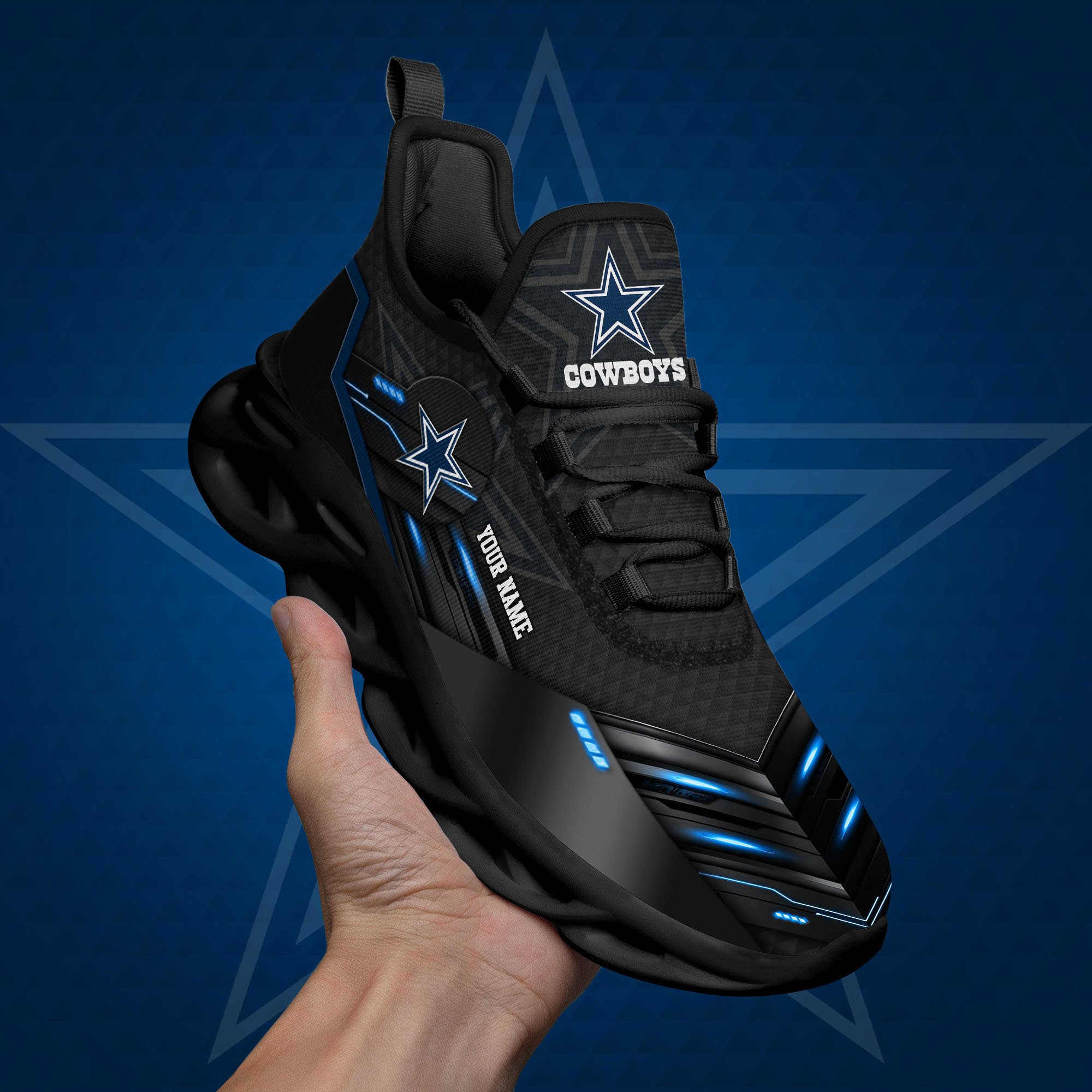 Dallas Cowboys Black Clunky Sneaker Custom Name, Max Soul Shoes, Sport Gifts For Fan ETRG-03311527