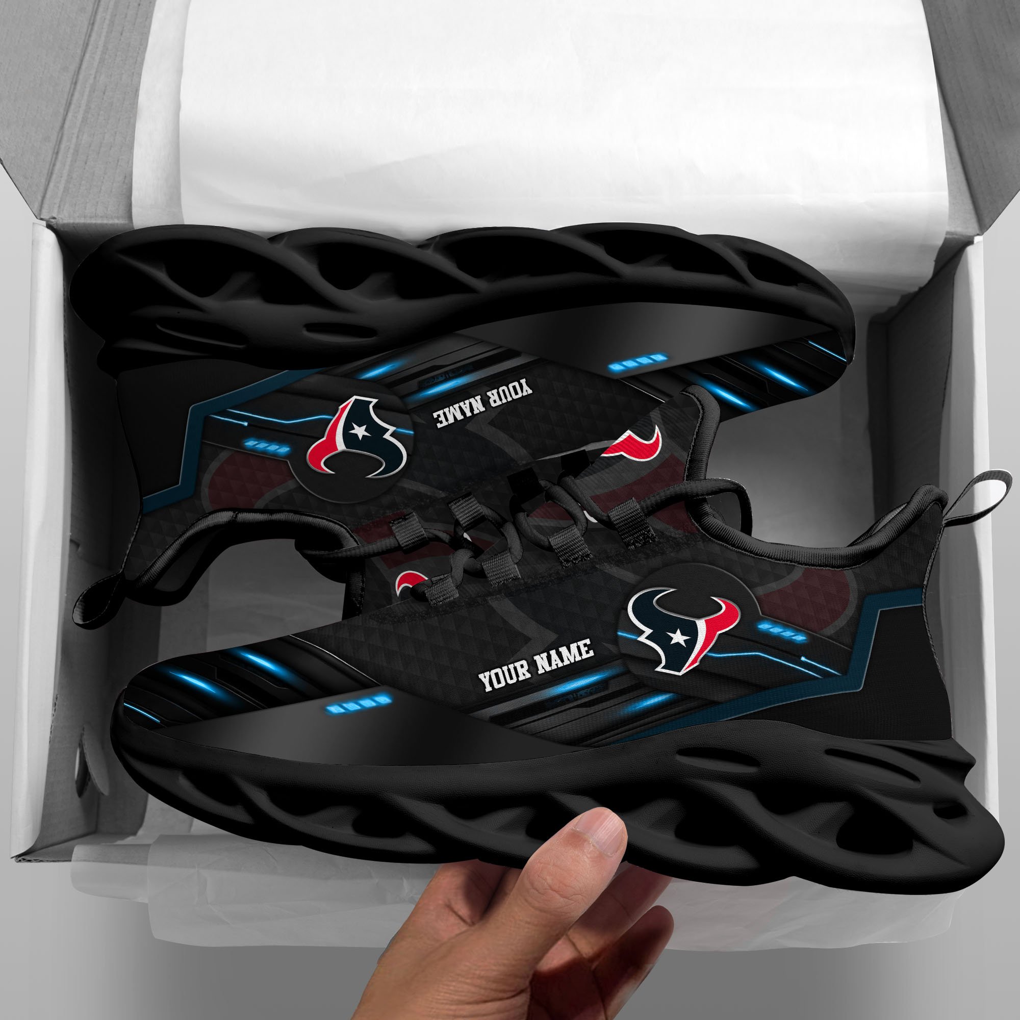 Alternative view of Houston Texans Black Clunky Sneaker Custom Name, Max Soul Shoes, Sport Gifts For Fan ETRG-03311527