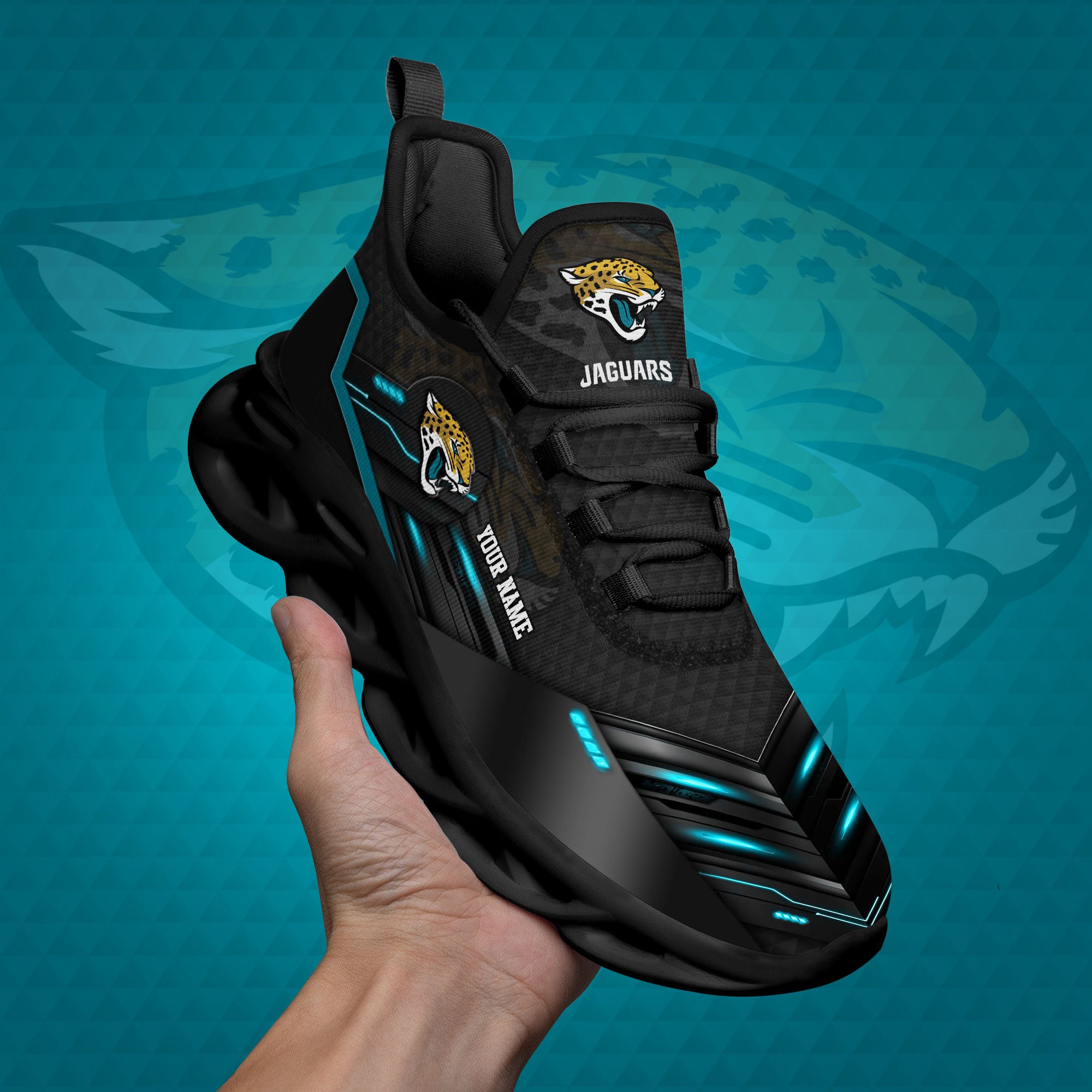 Jacksonville Jaguars Black Clunky Sneaker Custom Name, Max Soul Shoes, Sport Gifts For Fan ETRG-03311527