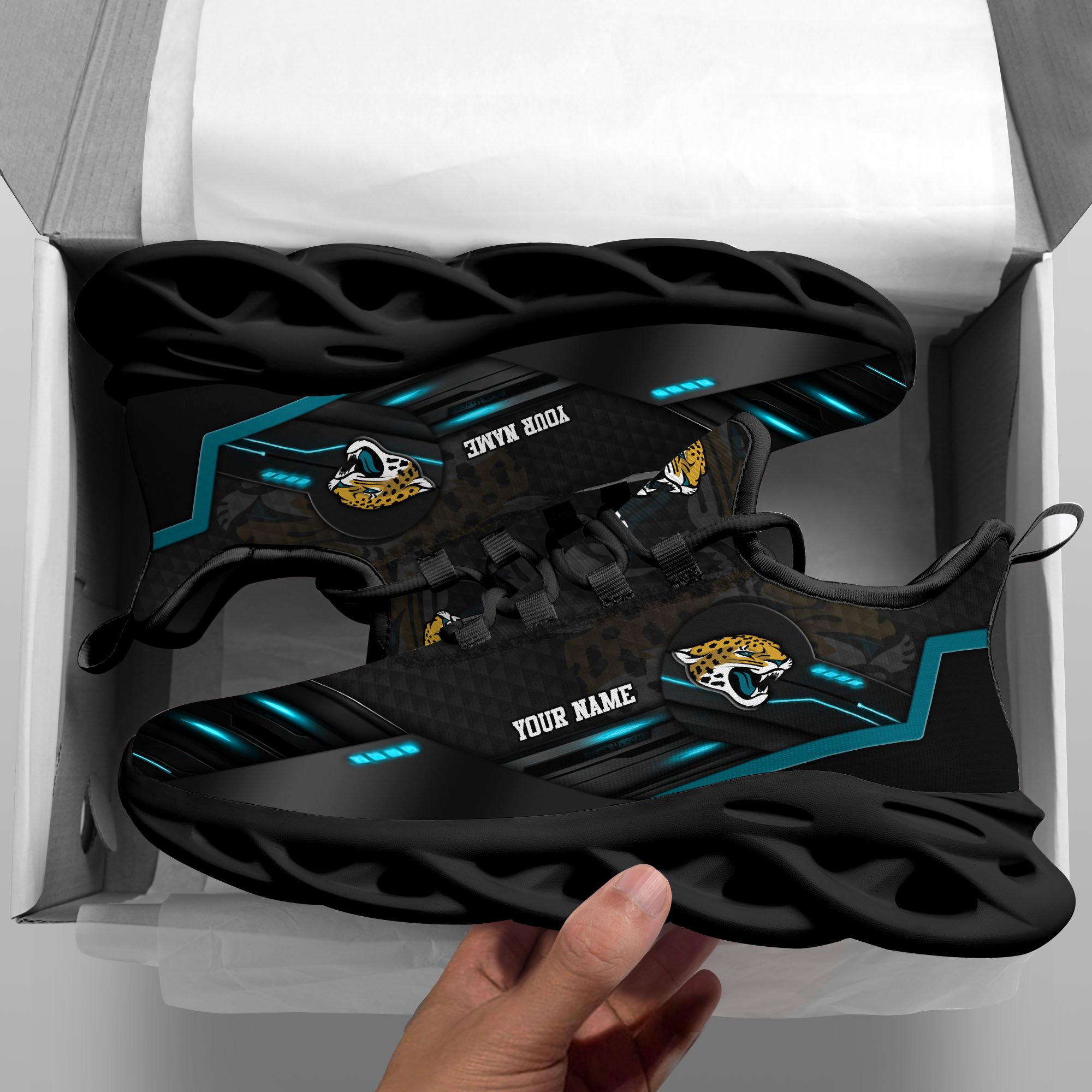Alternative view of Jacksonville Jaguars Black Clunky Sneaker Custom Name, Max Soul Shoes, Sport Gifts For Fan ETRG-03311527