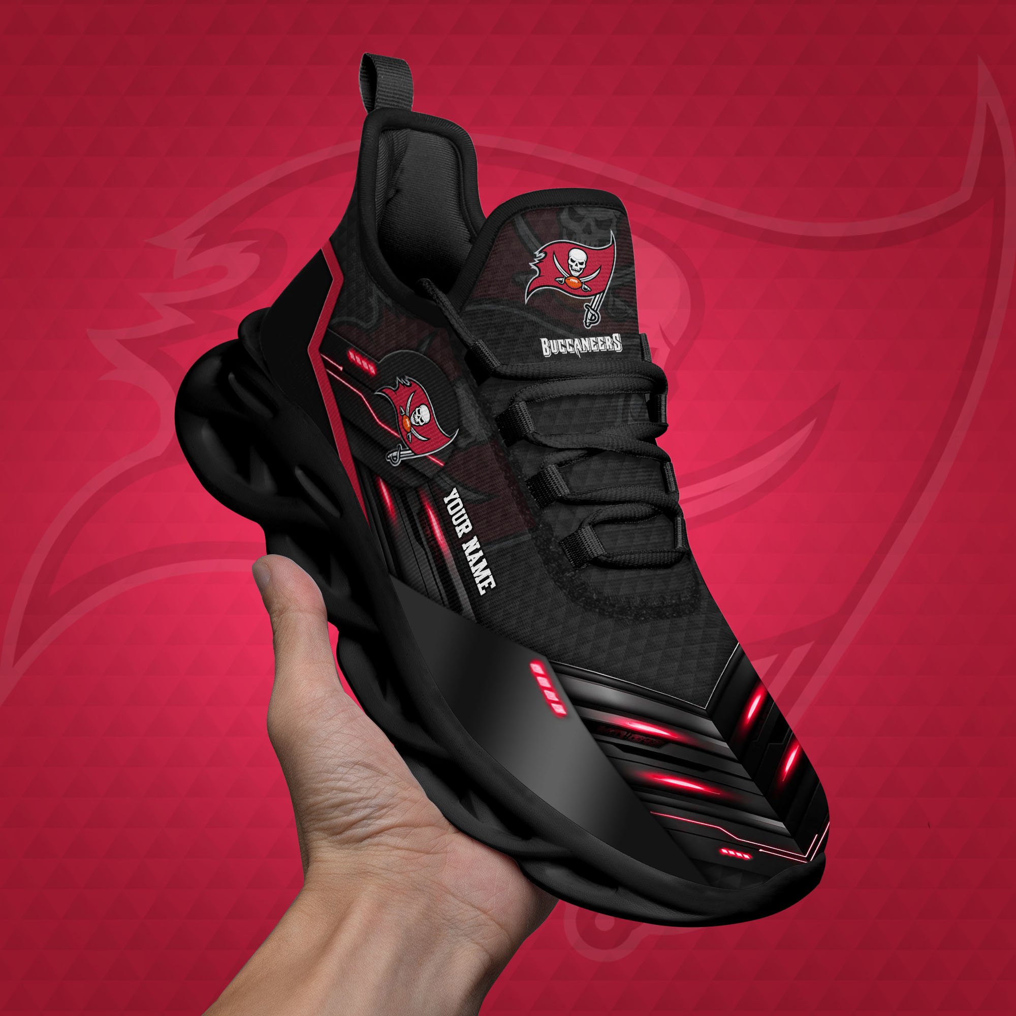Tampa Bay Buccaneers Black Clunky Sneaker Custom Name, Max Soul Shoes, Sport Gifts For Fan ETRG-03311527