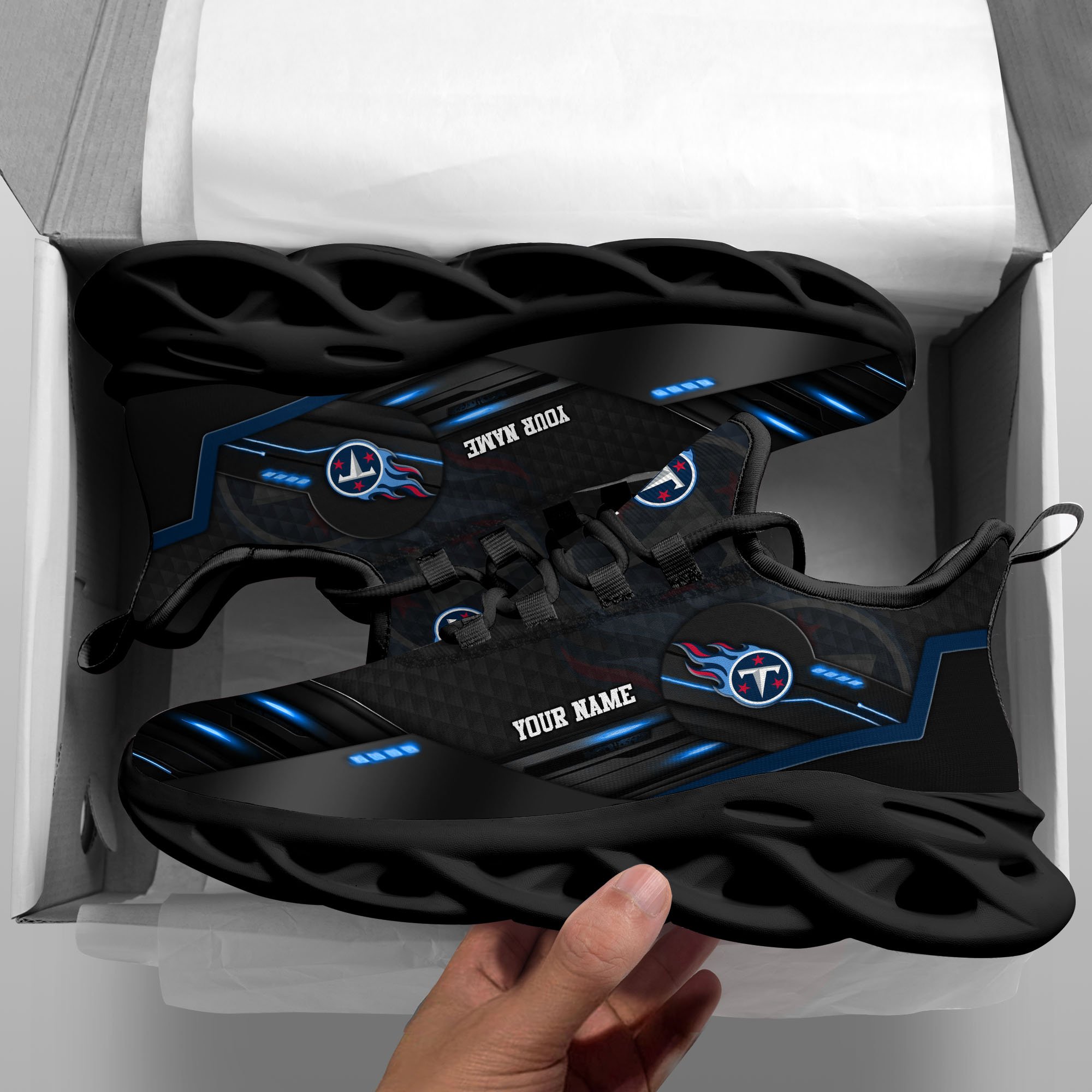 Alternative view of Tennessee Titans Black Clunky Sneaker Custom Name, Max Soul Shoes, Sport Gifts For Fan ETRG-03311527