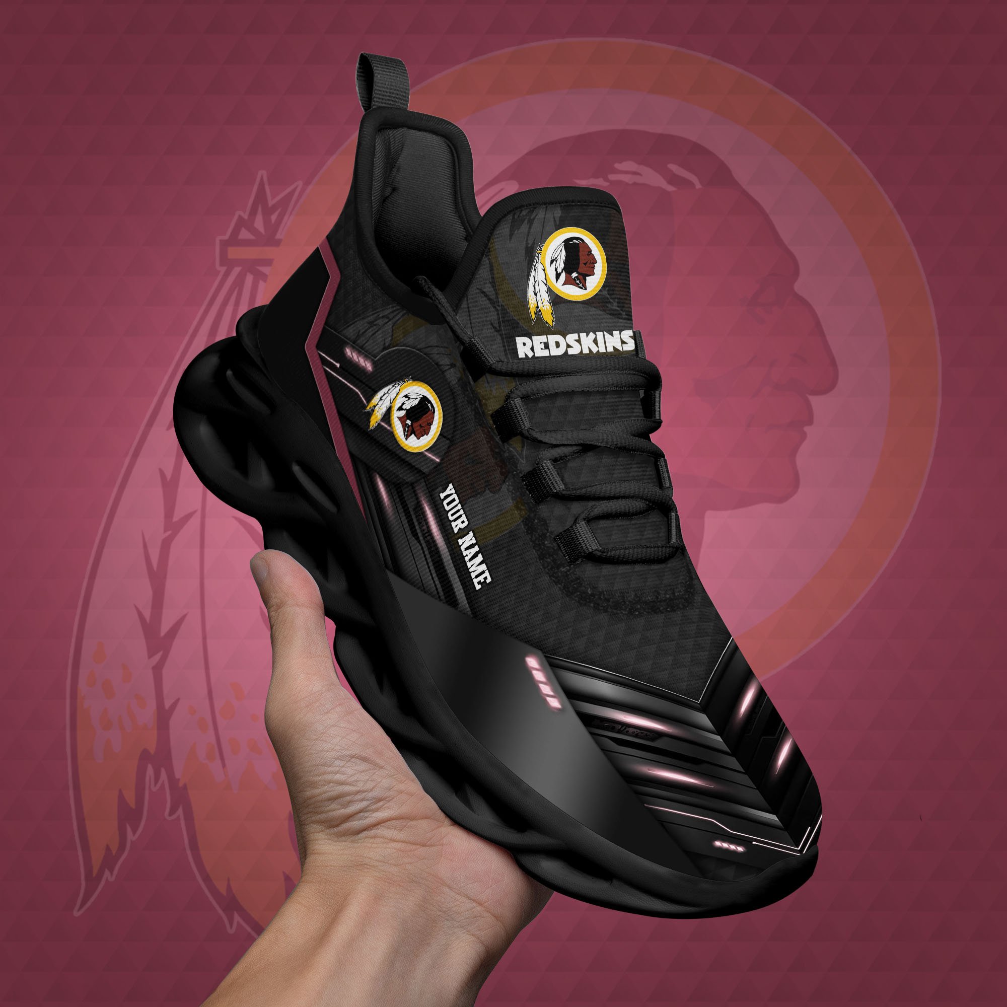 Washington Redskins Black Clunky Sneaker Custom Name, Max Soul Shoes, Sport Gifts For Fan ETRG-03311527