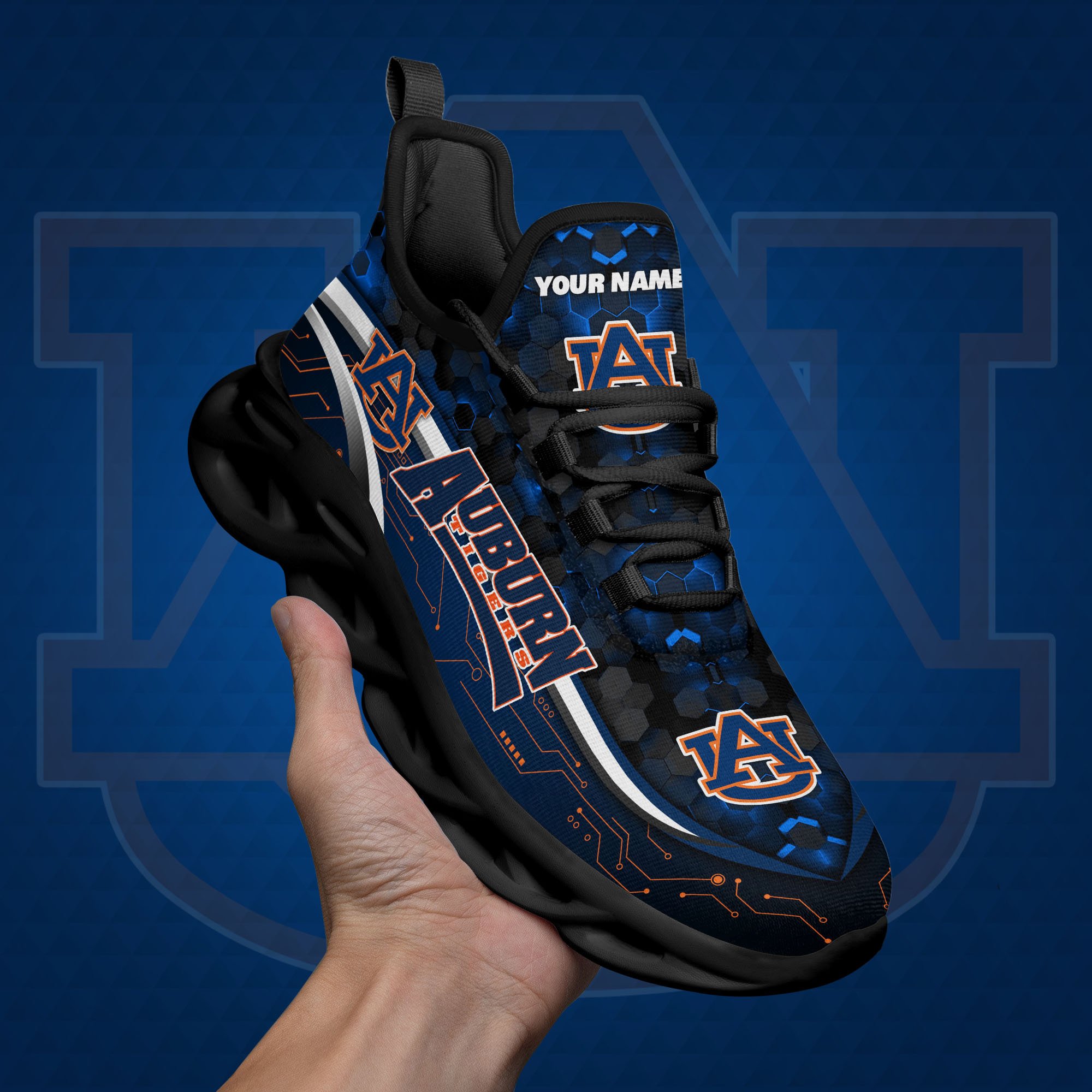 Auburn Tigers Black Clunky Sneakers Custom Name, Max Soul Shoes, Sport Gifts ETRG-0218937
