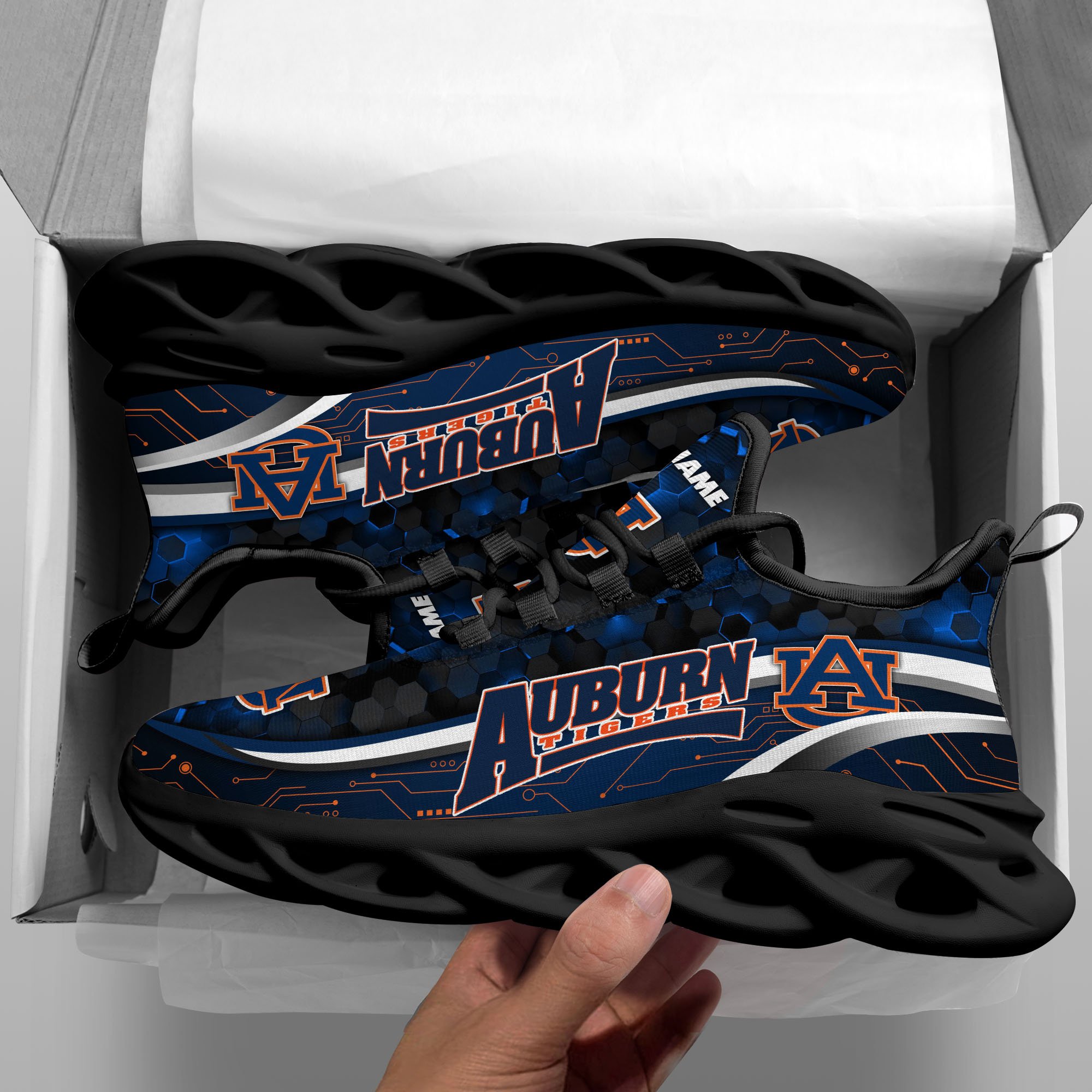 Alternative view of Auburn Tigers Black Clunky Sneakers Custom Name, Max Soul Shoes, Sport Gifts ETRG-0218937