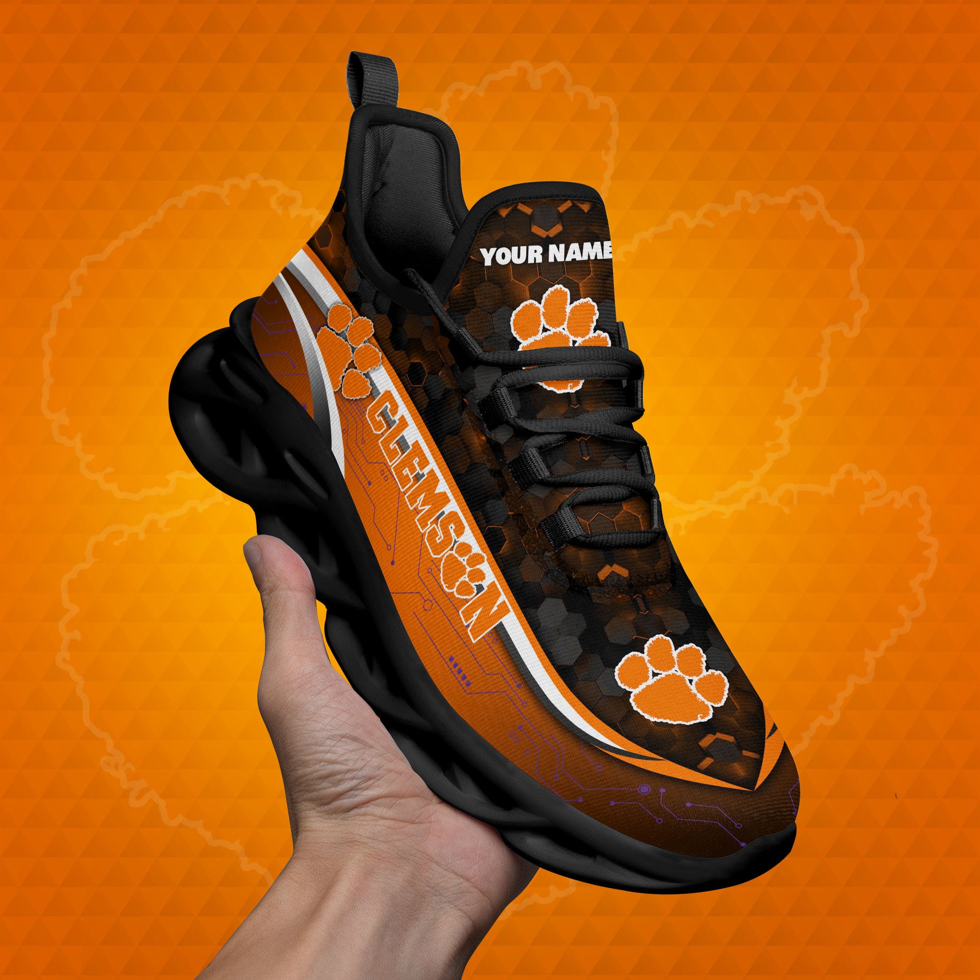 Clemson Tigers Black Clunky Sneakers Custom Name, Max Soul Shoes, Sport Gifts ETRG-0218937