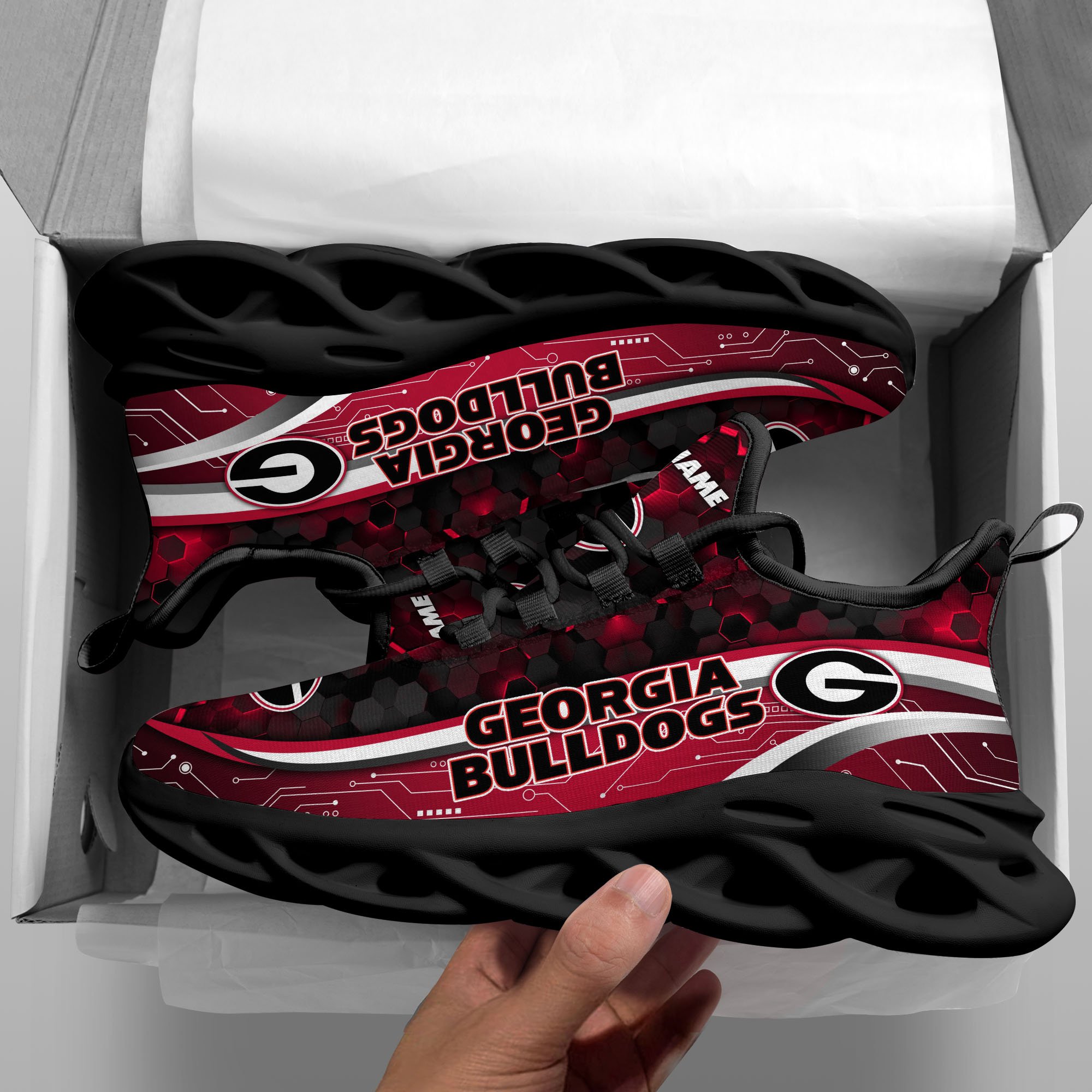 Alternative view of Georgia Bulldogs Black Clunky Sneakers Custom Name, Max Soul Shoes, Sport Gifts ETRG-0218937