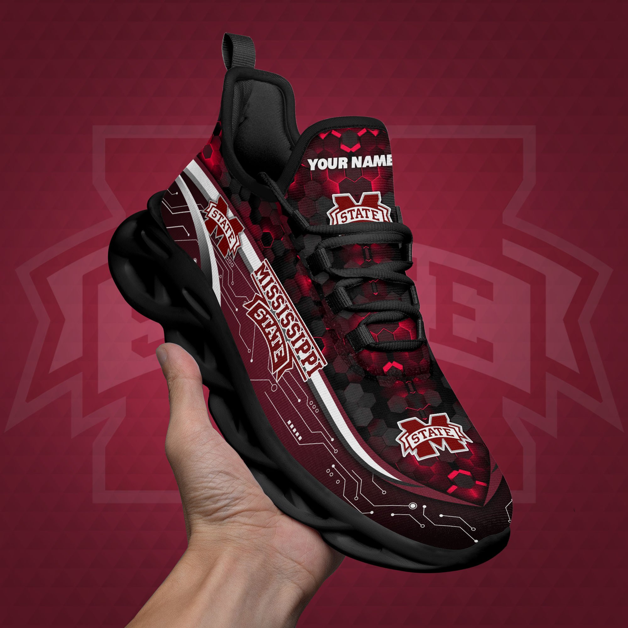 Mississippi State Bulldogs Black Clunky Sneakers Custom Name, Max Soul Shoes, Sport Gifts ETRG-0218937
