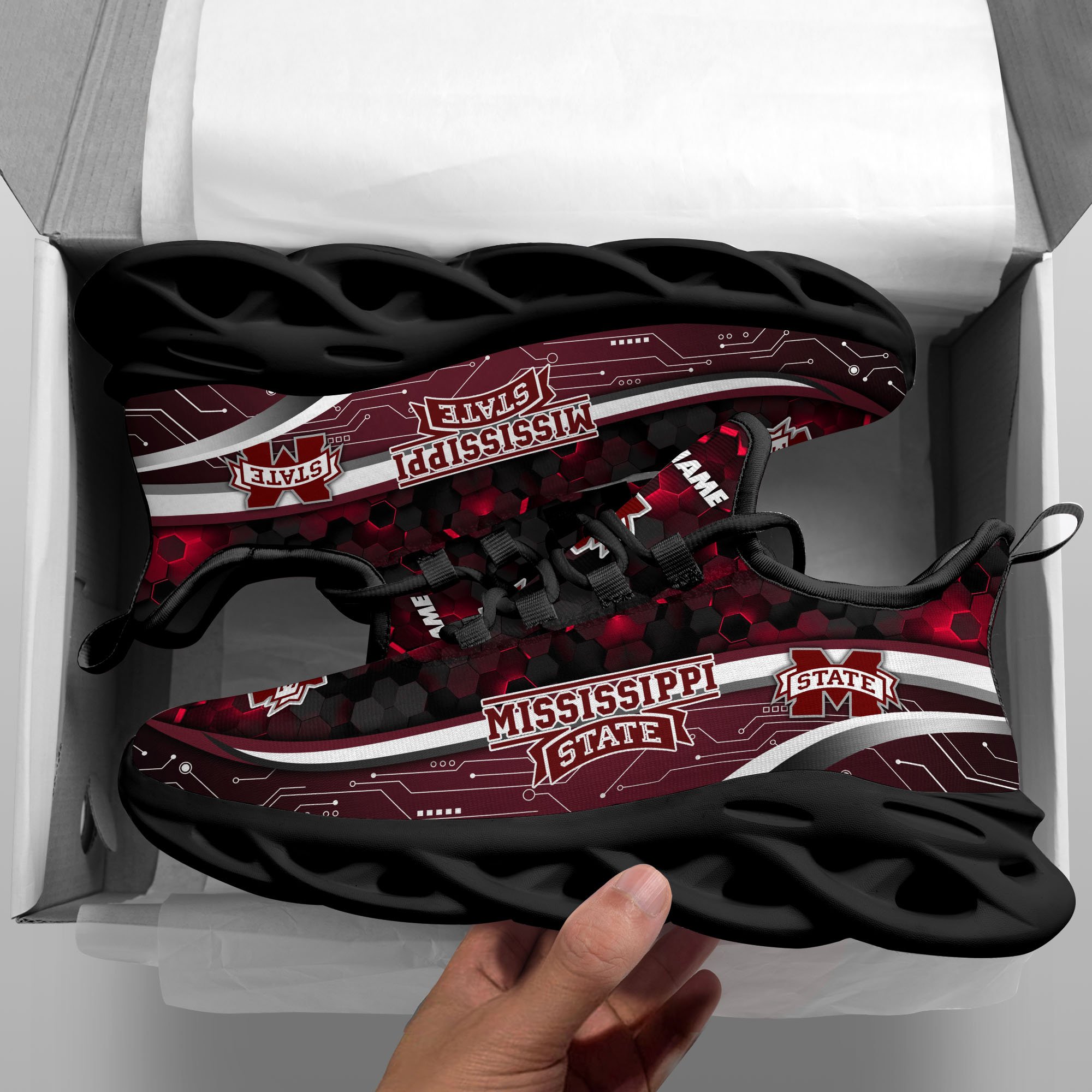 Alternative view of Mississippi State Bulldogs Black Clunky Sneakers Custom Name, Max Soul Shoes, Sport Gifts ETRG-0218937