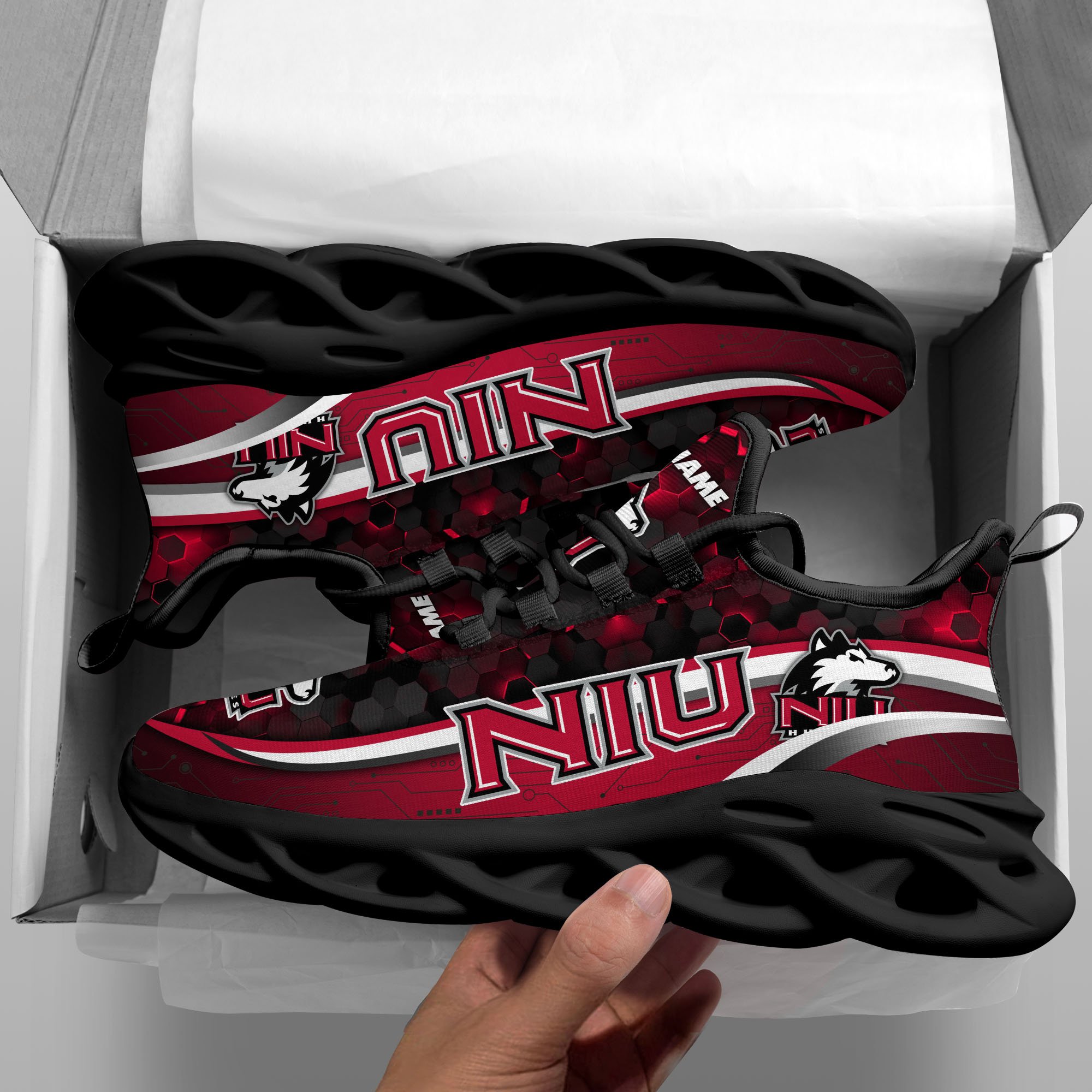 Alternative view of Northern Illinois Huskies Black Clunky Sneakers Custom Name, Max Soul Shoes, Sport Gifts ETRG-0218937