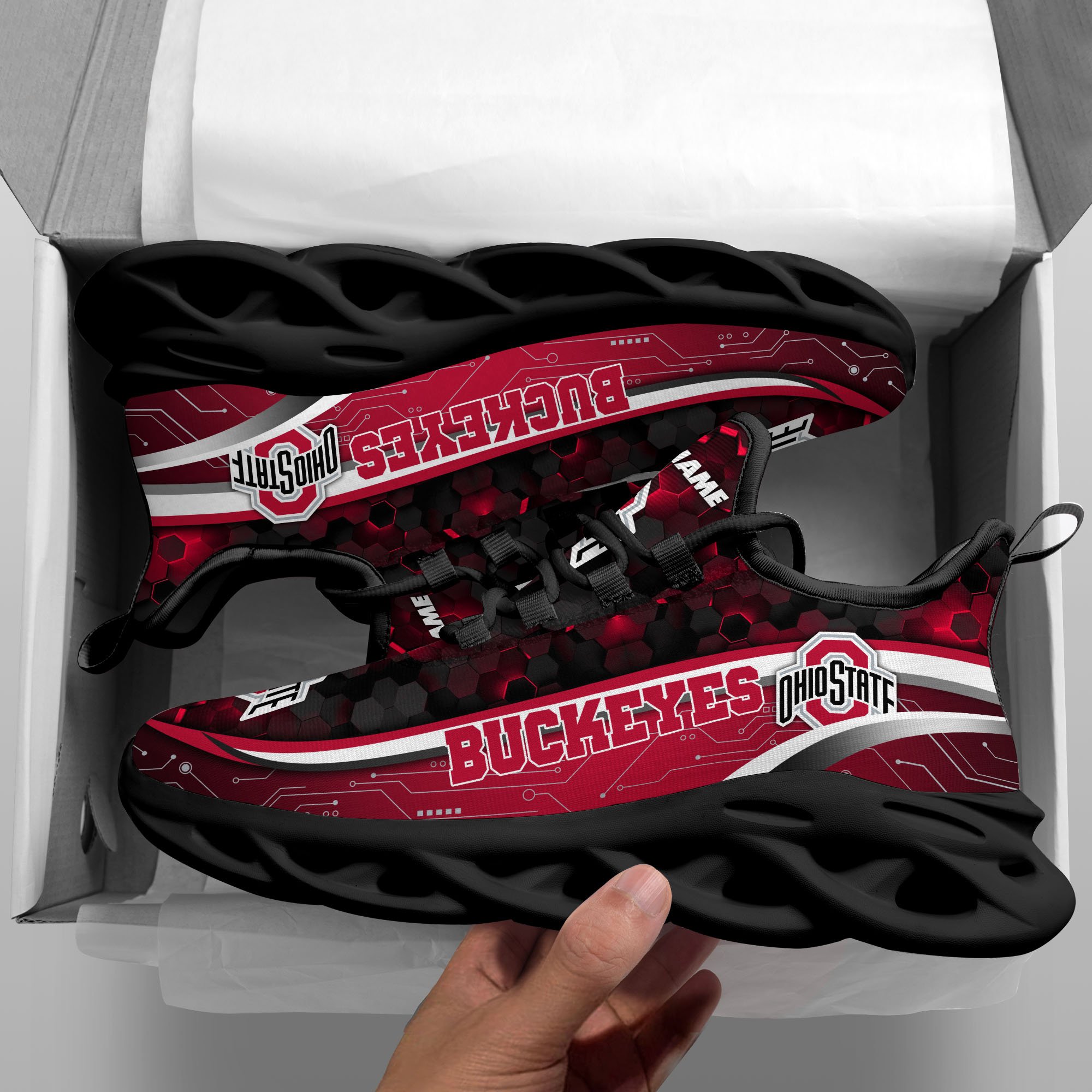 Alternative view of Ohio State Buckeyes Black Clunky Sneakers Custom Name, Max Soul Shoes, Sport Gifts ETRG-0218937