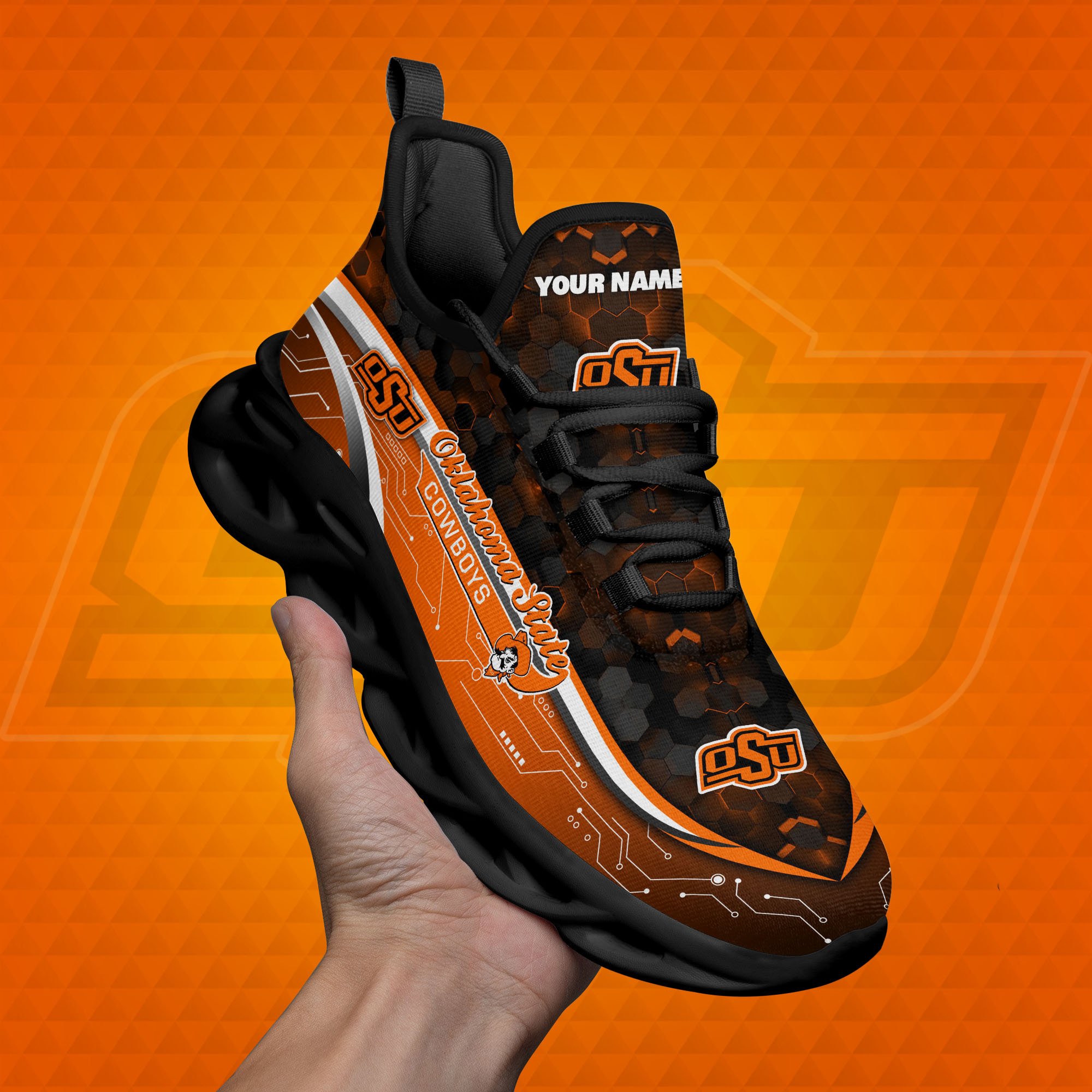 Oklahoma State Cowboys Black Clunky Sneakers Custom Name, Max Soul Shoes, Sport Gifts ETRG-0218937