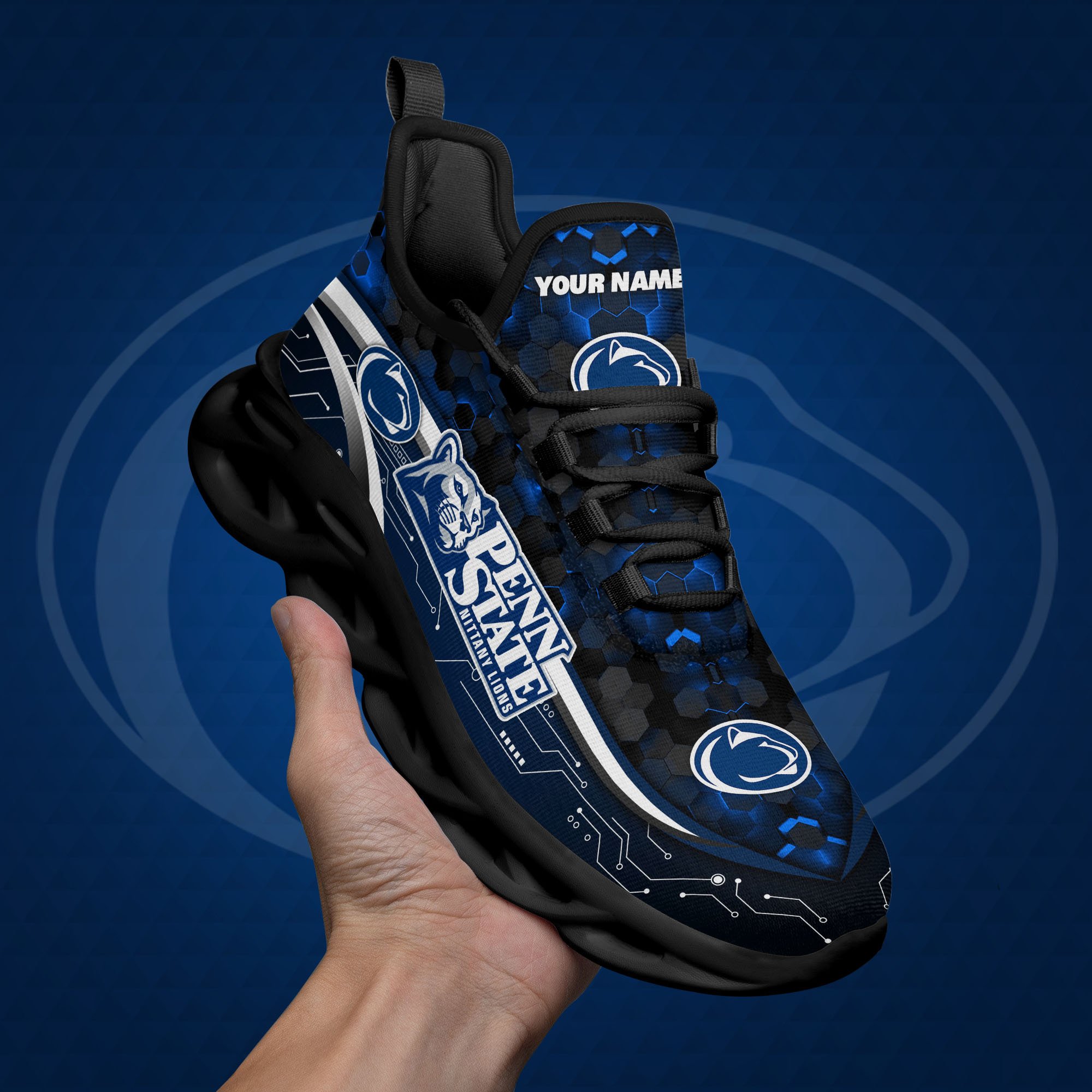 Penn State Nittany Lions Black Clunky Sneakers Custom Name, Max Soul Shoes, Sport Gifts ETRG-0218937
