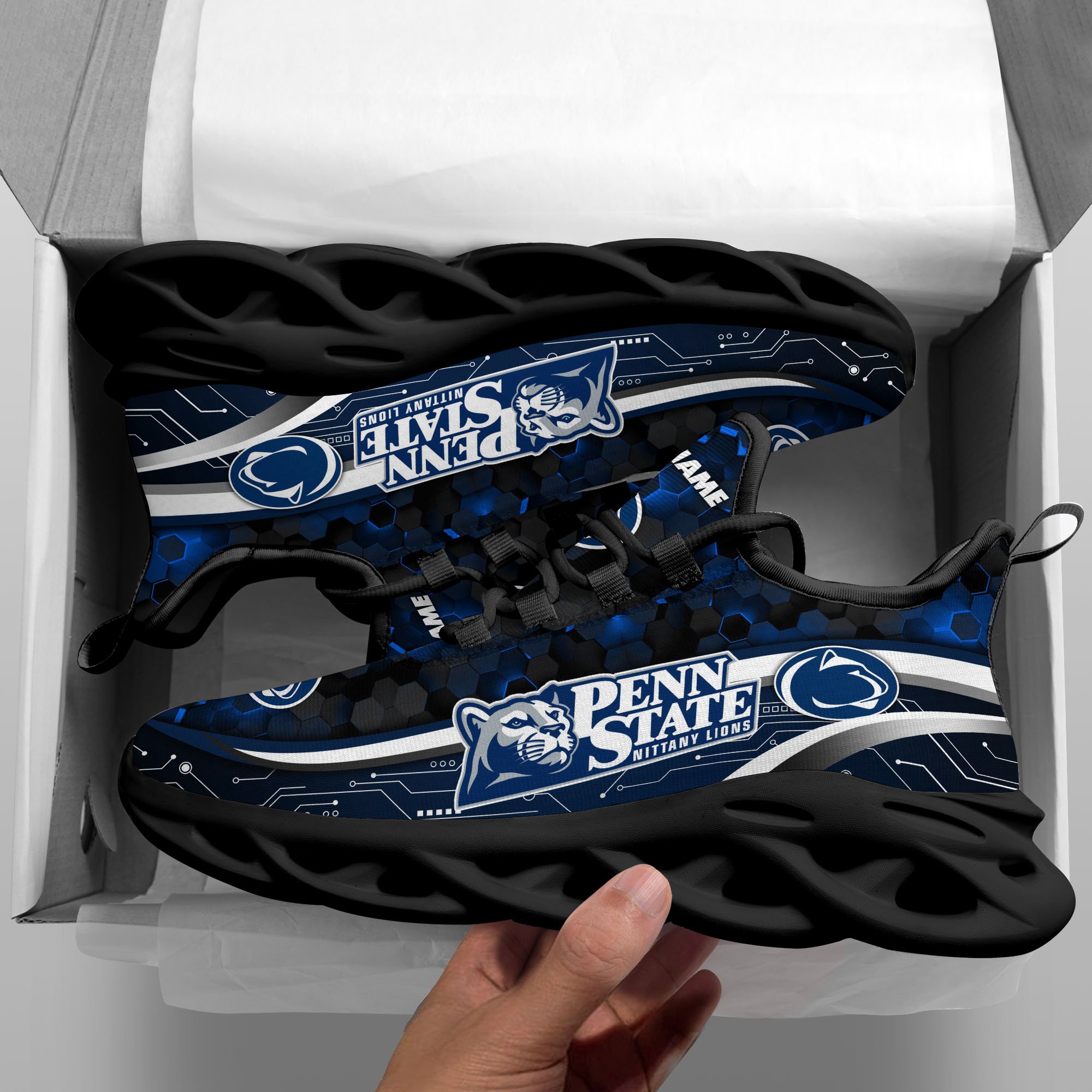 Alternative view of Penn State Nittany Lions Black Clunky Sneakers Custom Name, Max Soul Shoes, Sport Gifts ETRG-0218937