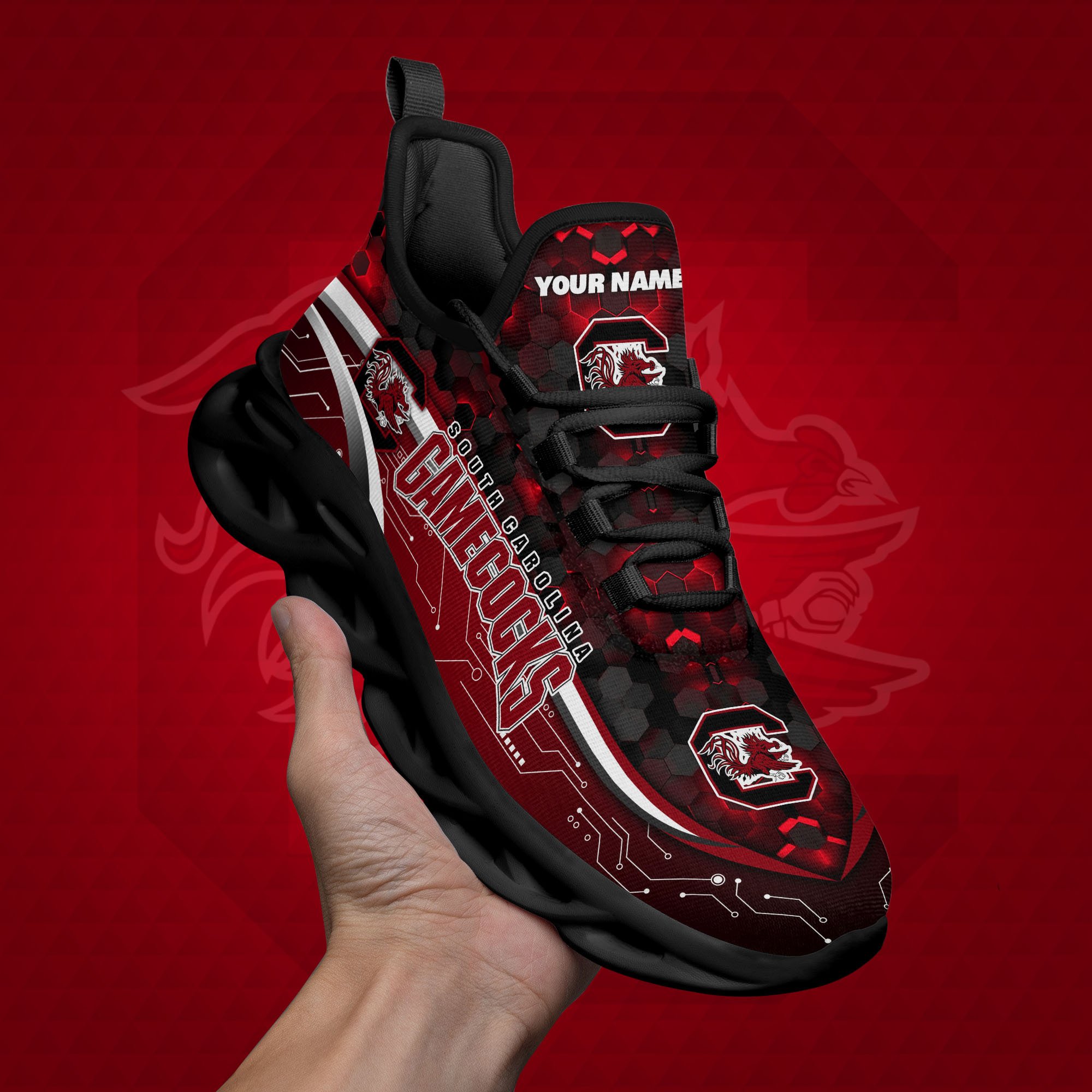 South Carolina Gamecocks Black Clunky Sneakers Custom Name, Max Soul Shoes, Sport Gifts ETRG-0218937