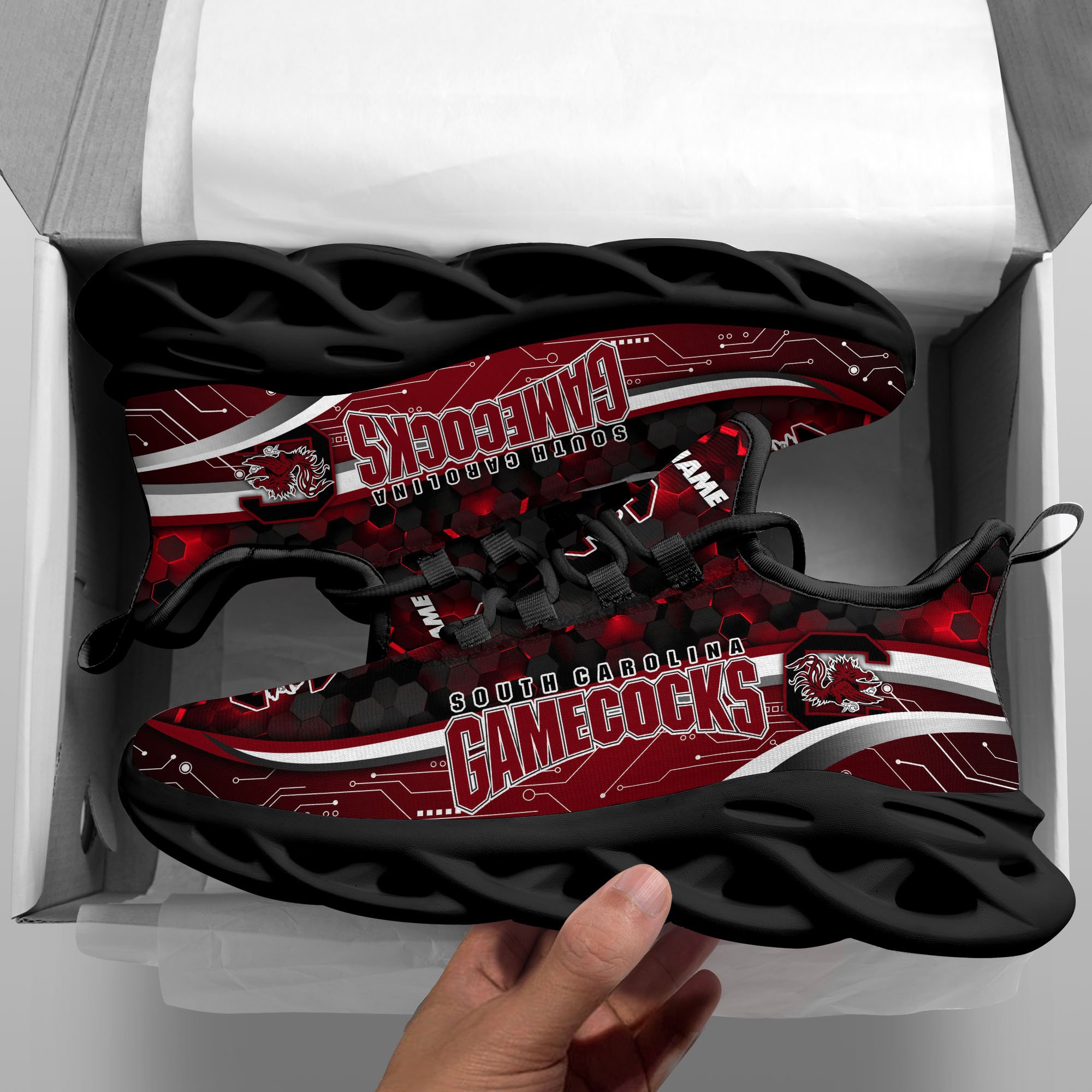 Alternative view of South Carolina Gamecocks Black Clunky Sneakers Custom Name, Max Soul Shoes, Sport Gifts ETRG-0218937