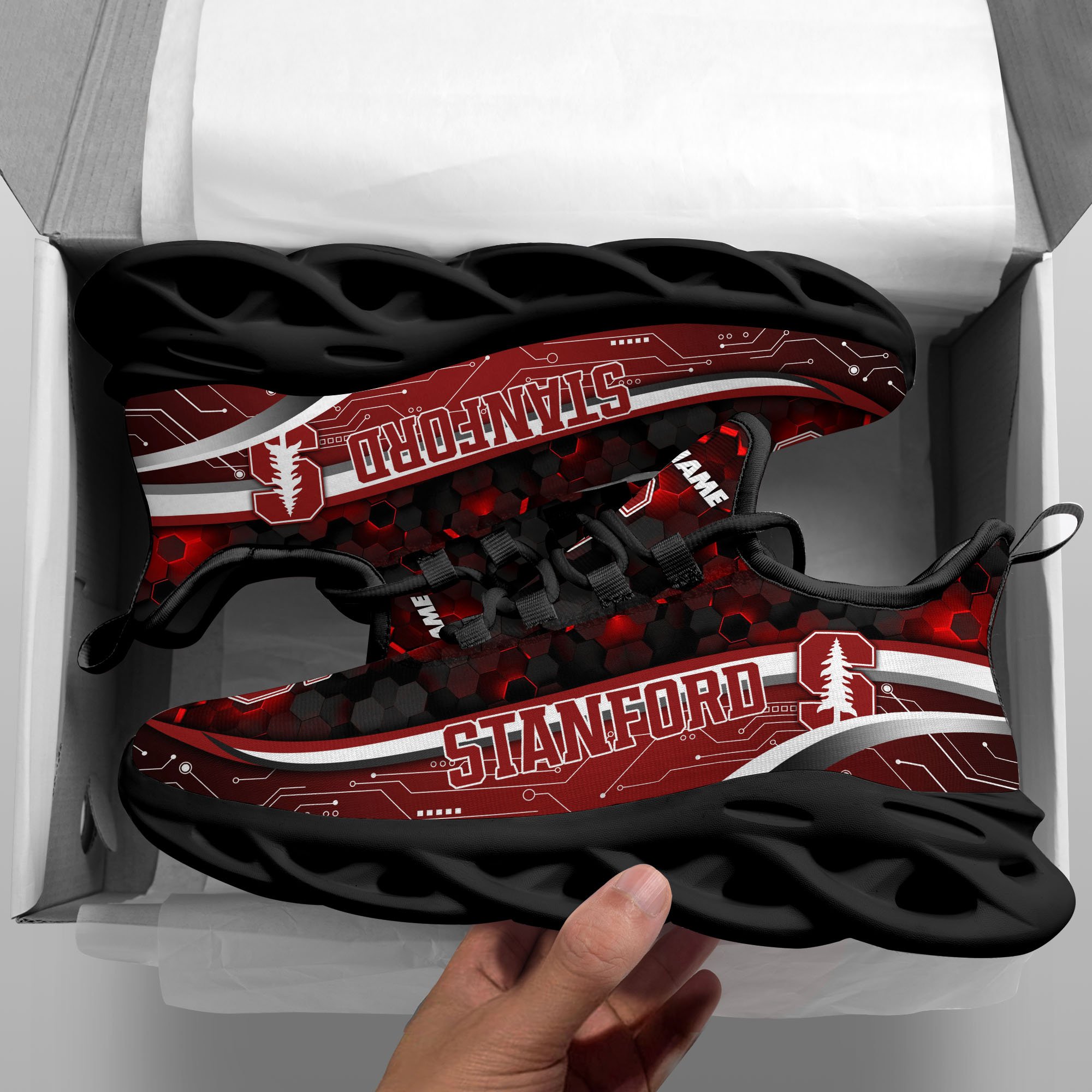 Alternative view of Stanford Cardinal Black Clunky Sneakers Custom Name, Max Soul Shoes, Sport Gifts ETRG-0218937