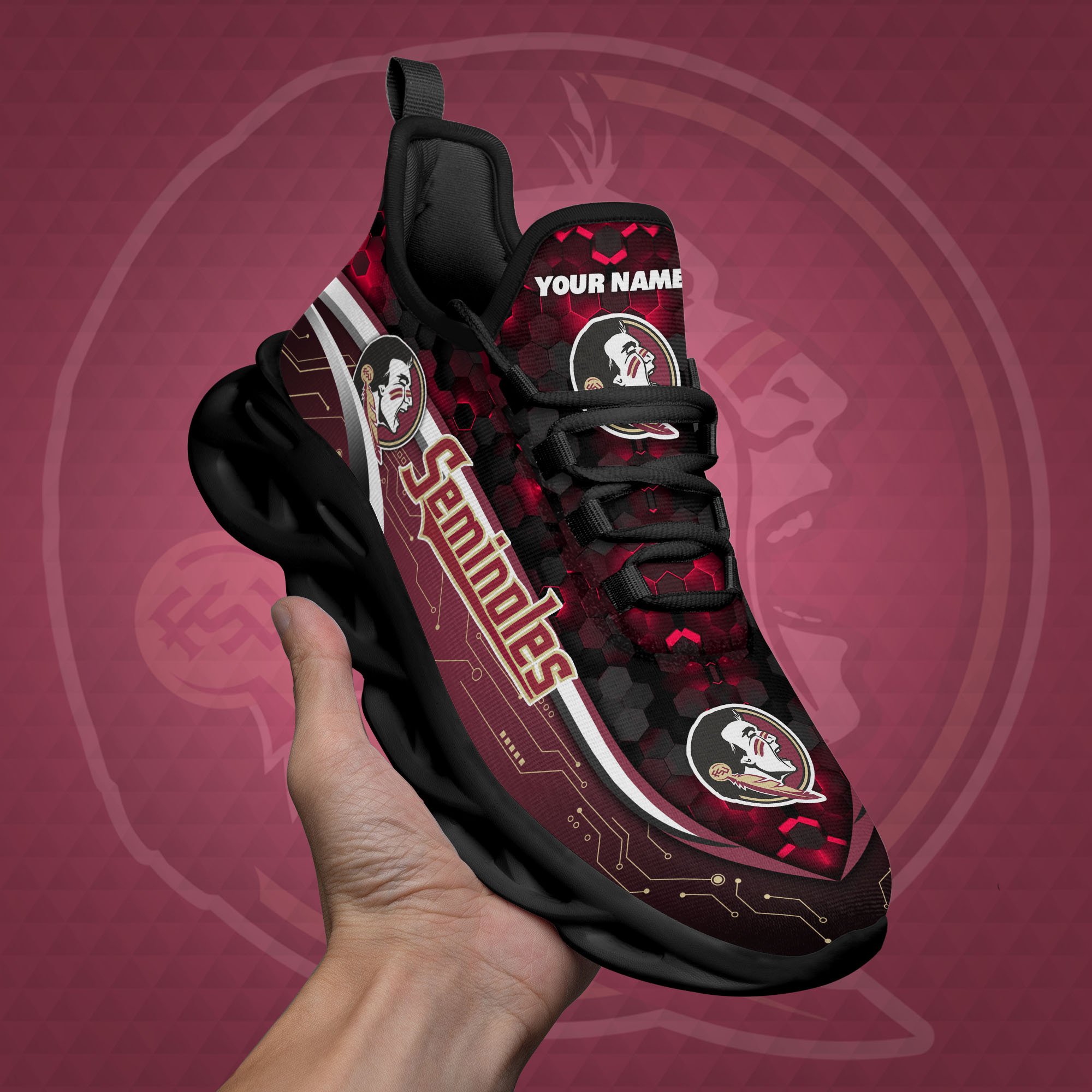 Florida State Seminoles Black Clunky Sneakers Custom Name, Max Soul Shoes, Sport Gifts ETRG-0218937